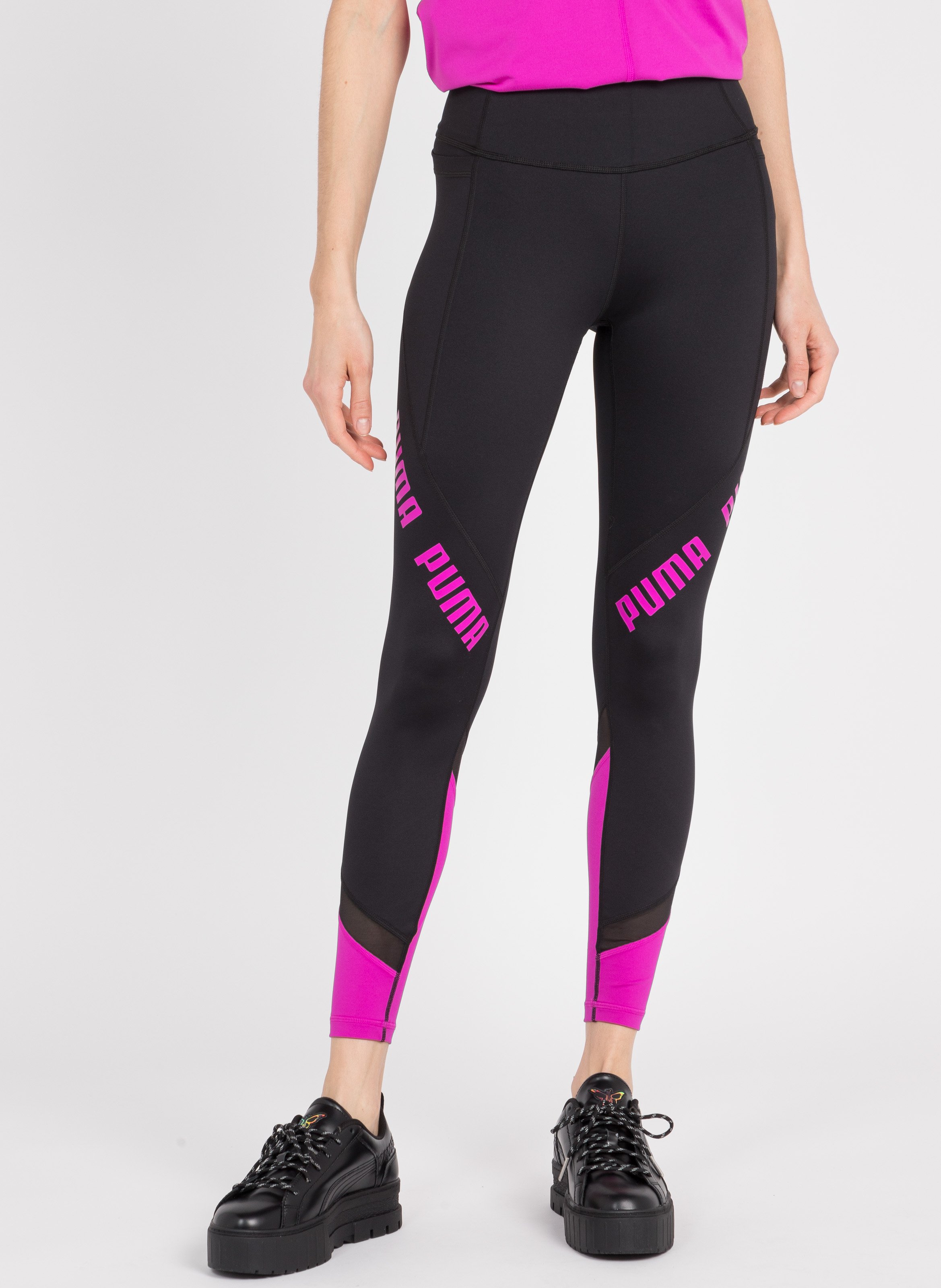 Leggings Sportivi Con Logo Serigrafato Puma Black-deep Orchid Puma - Donna  | Place des Tendances