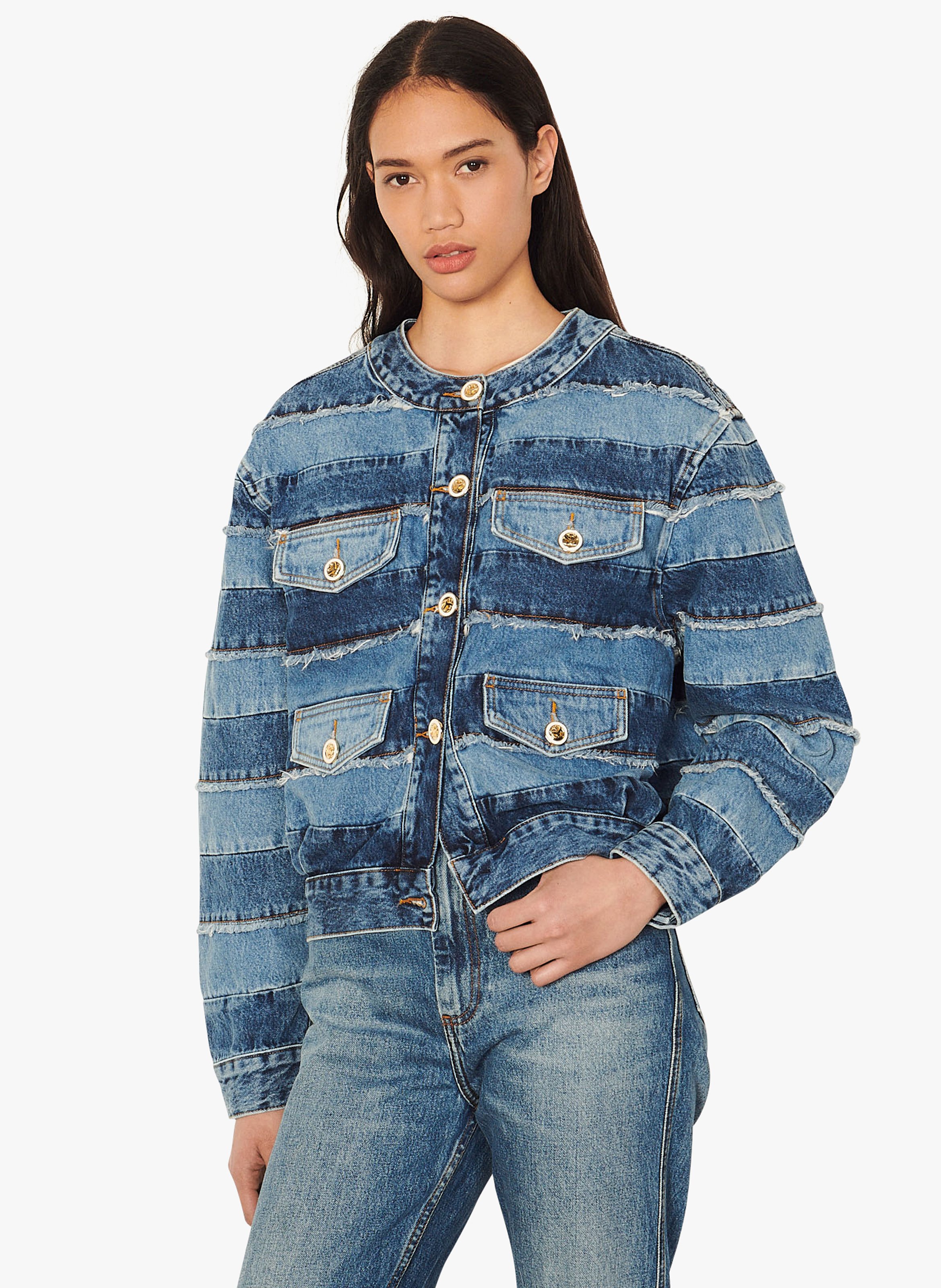 Giacca In Jeans Bicolore Bleu Jean Sandro - Donna | Place des Tendances