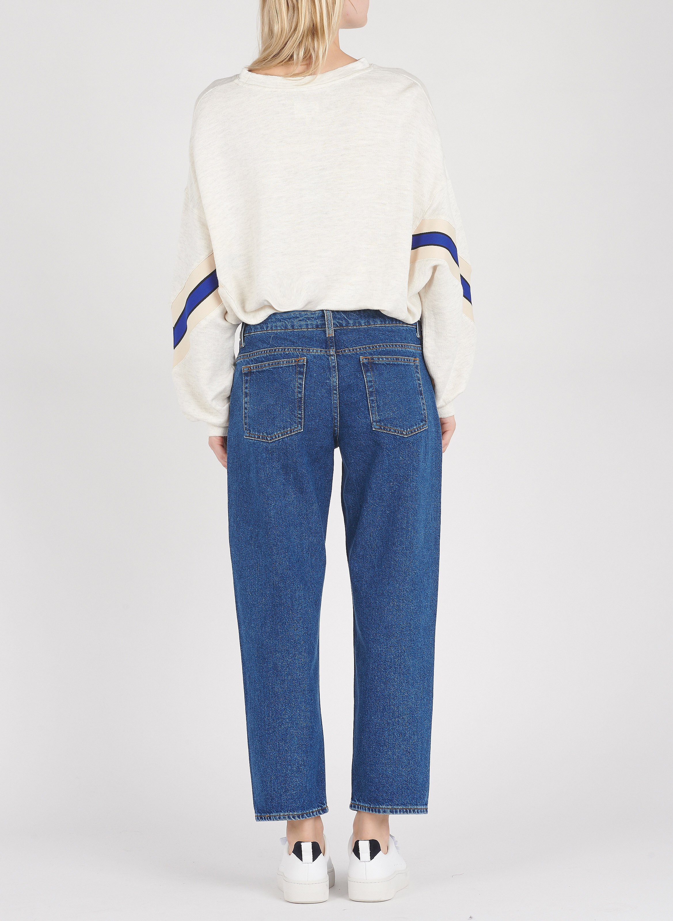 Jeans Mom Fit Con Effetto Sovrapposto Bleu Sandro - Donna | Place des  Tendances