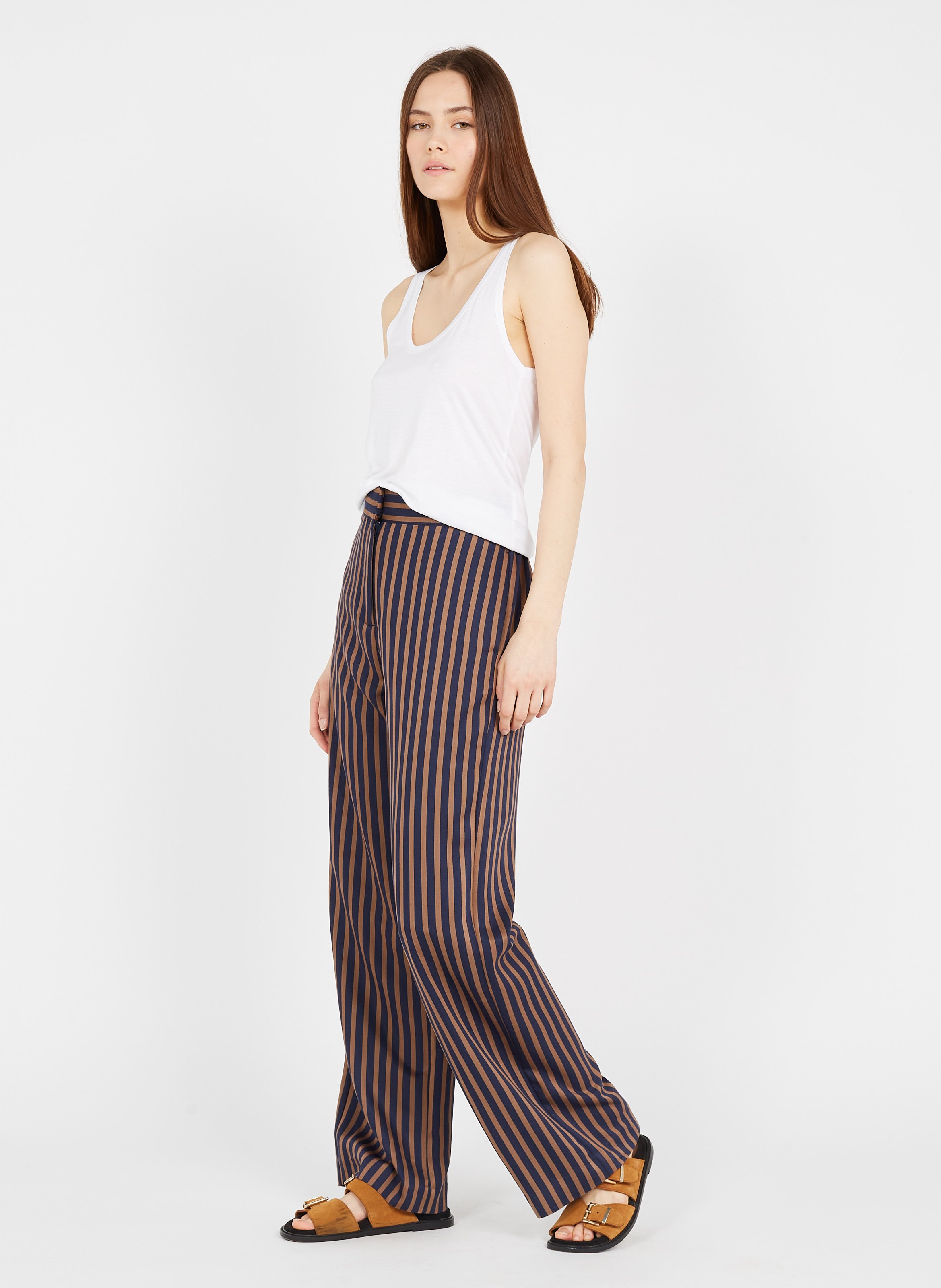 Pantaloni Ampi A Righe In Misto Viscosa Navy Bestripes School Rag - Donna |  Place des Tendances