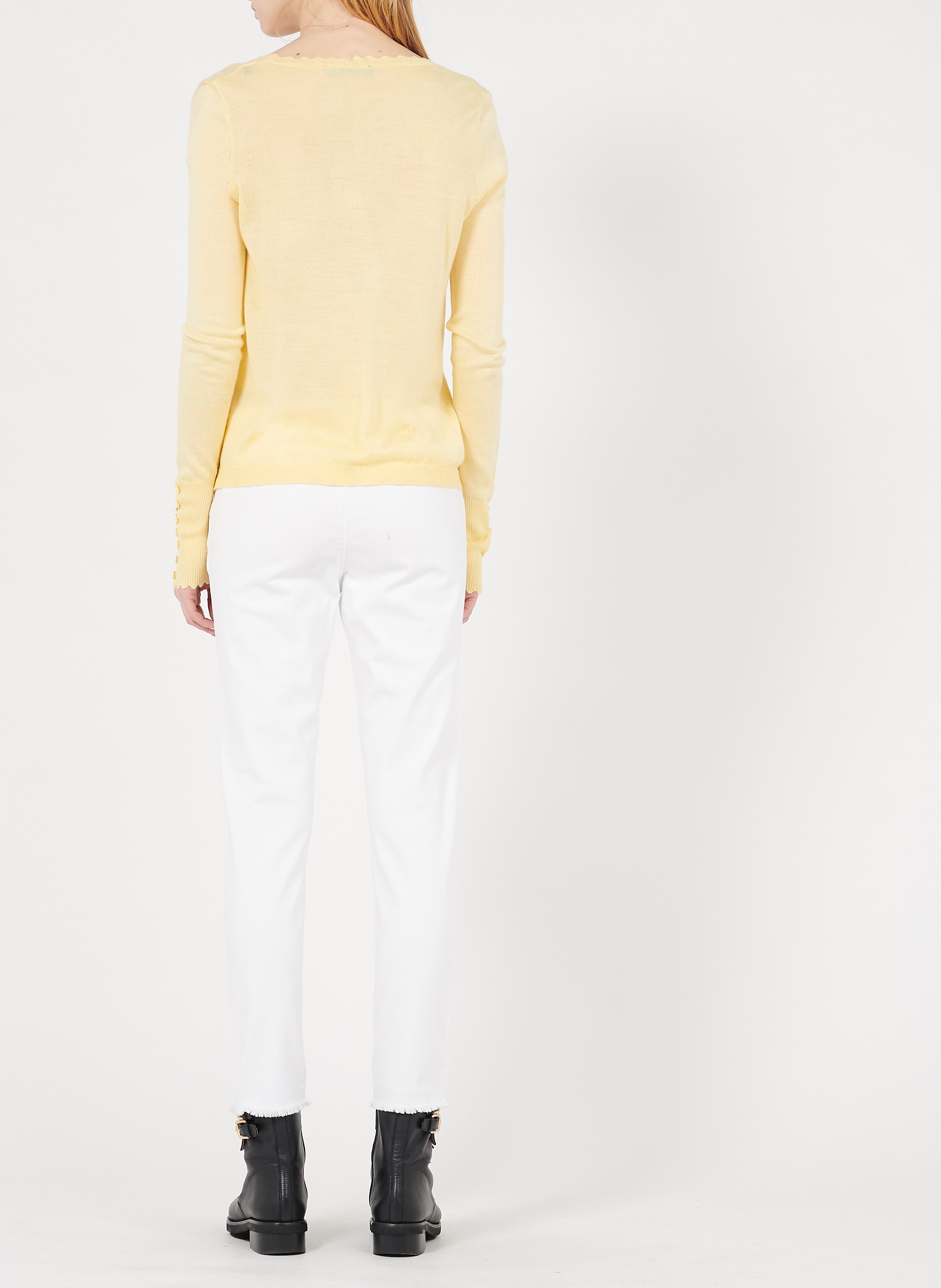 Pantaloni Slim Cropped Vita Normale In Cotone Blanc School Rag - Donna |  Place des Tendances