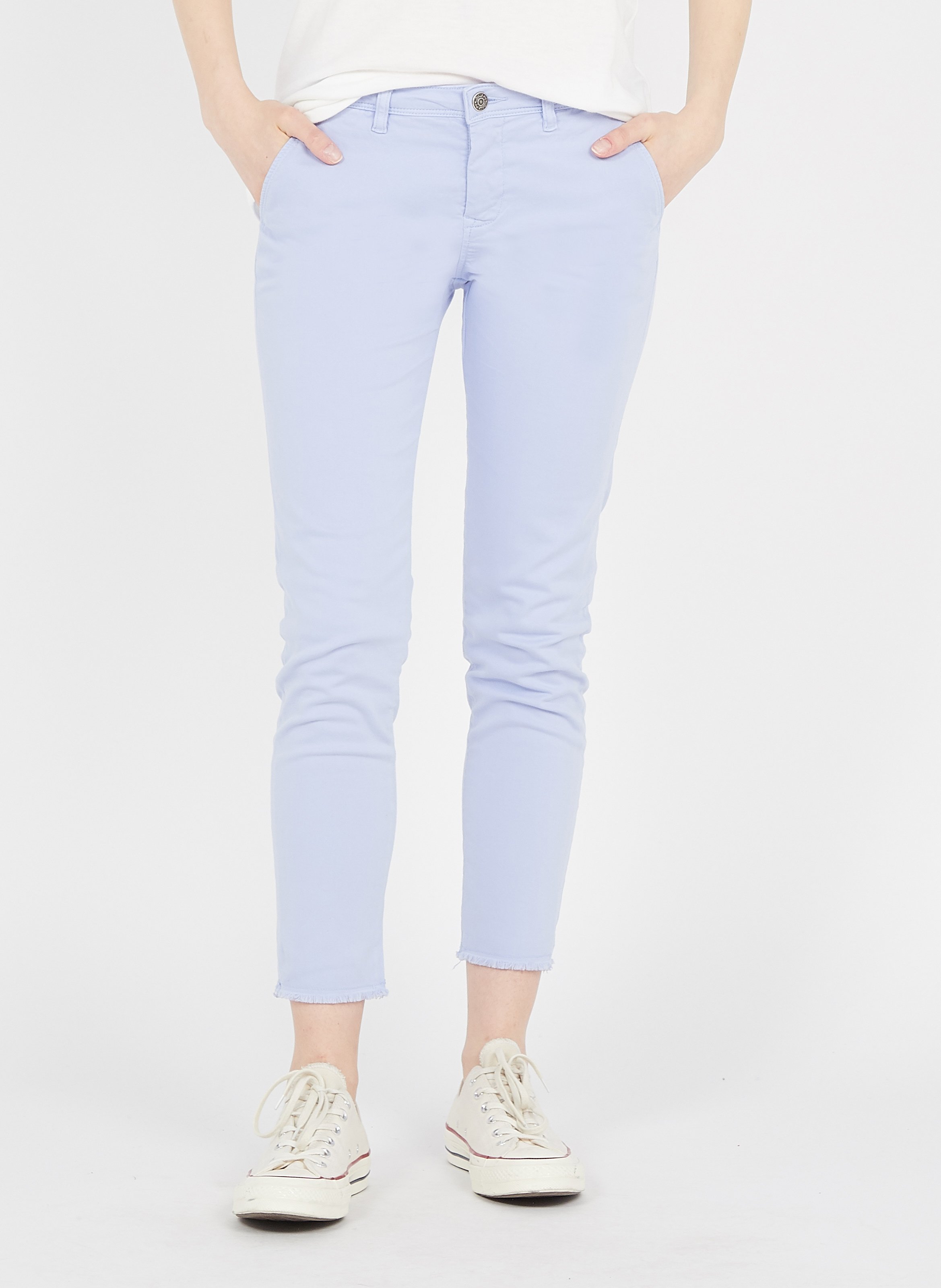Pantaloni Slim Cropped Vita Normale In Cotone Pastel Mauve School Rag -  Donna | Place des Tendances