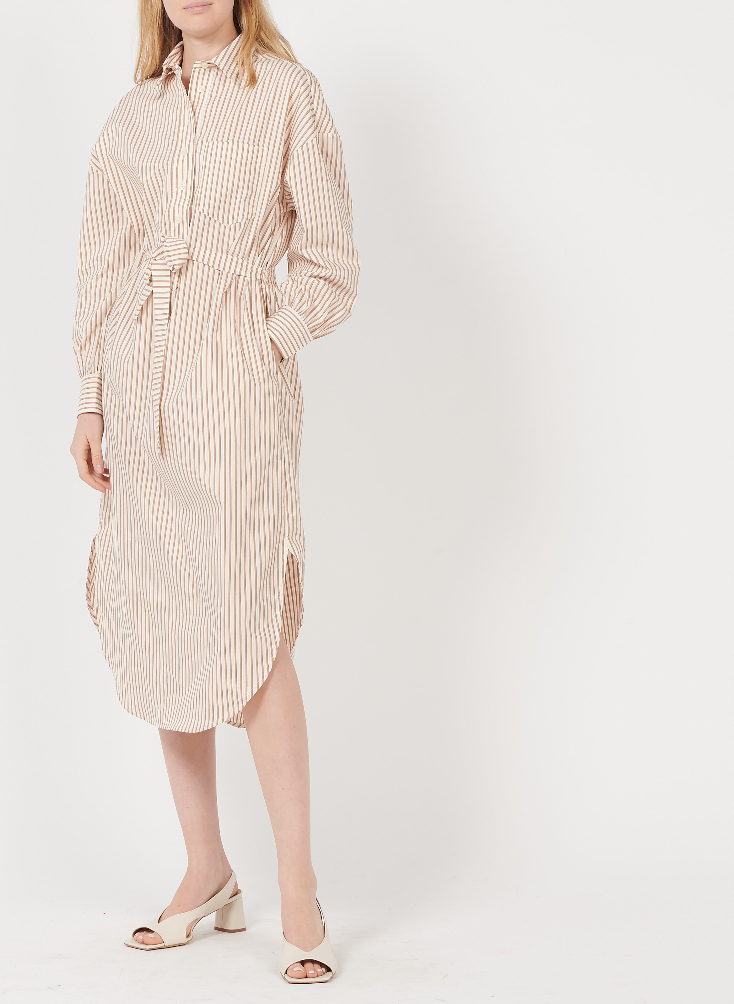 Abito Chemisier Lungo A Righe Praline Second Female - Donna | Place des  Tendances