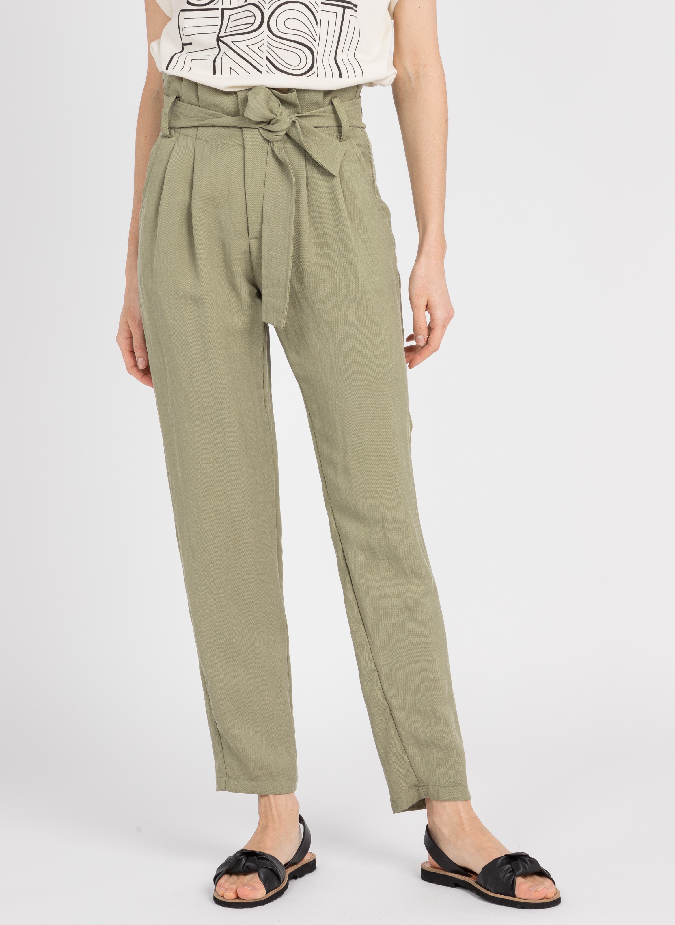 Pantaloni Carrot A Vita Alta In Misto Lyocell Military See U Soon - Donna |  Place des Tendances