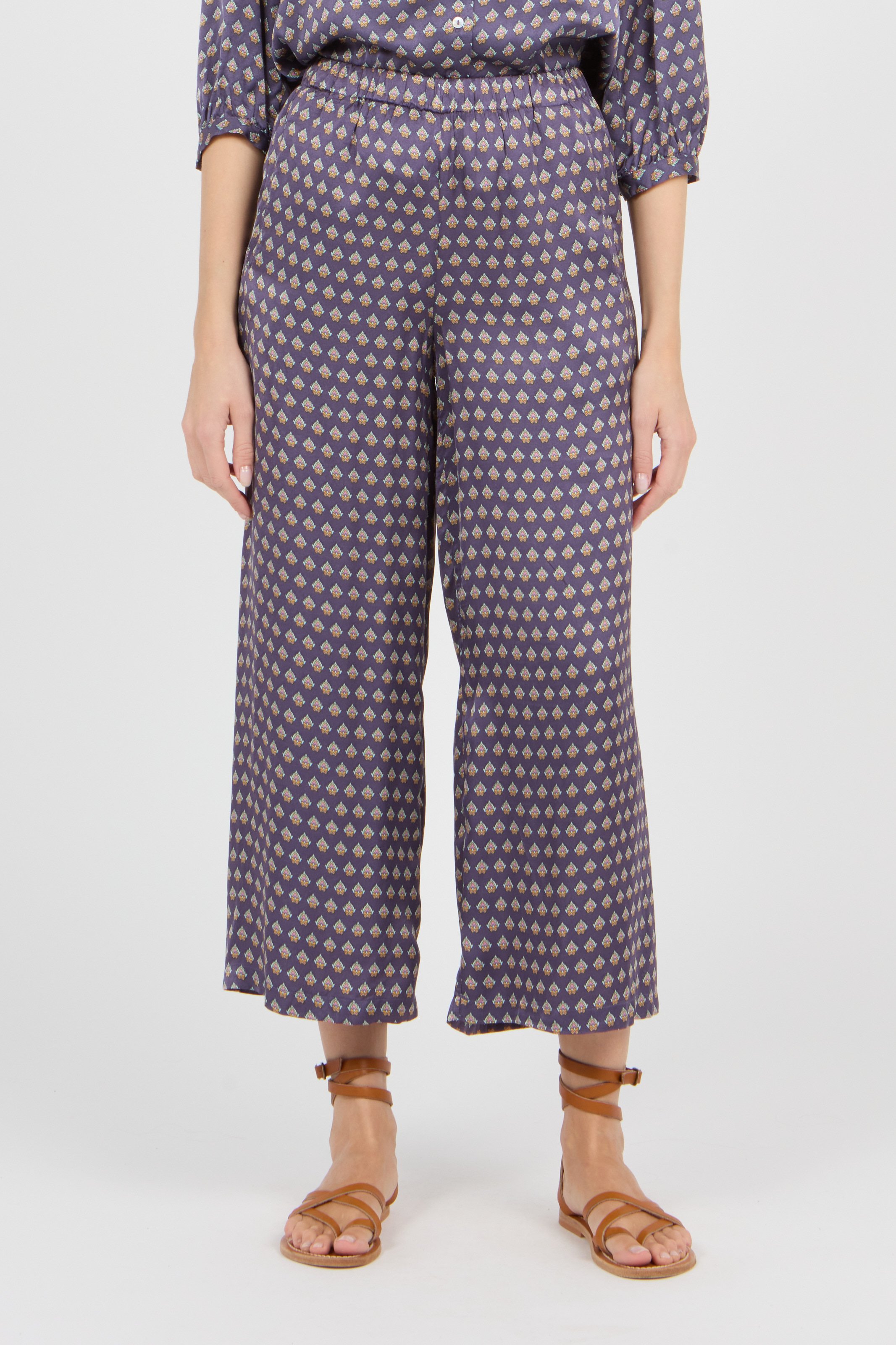 Pantaloni Morbidi In Viscosa Con Graziosa Stampa Purple See U Soon - Donna  | Place des Tendances