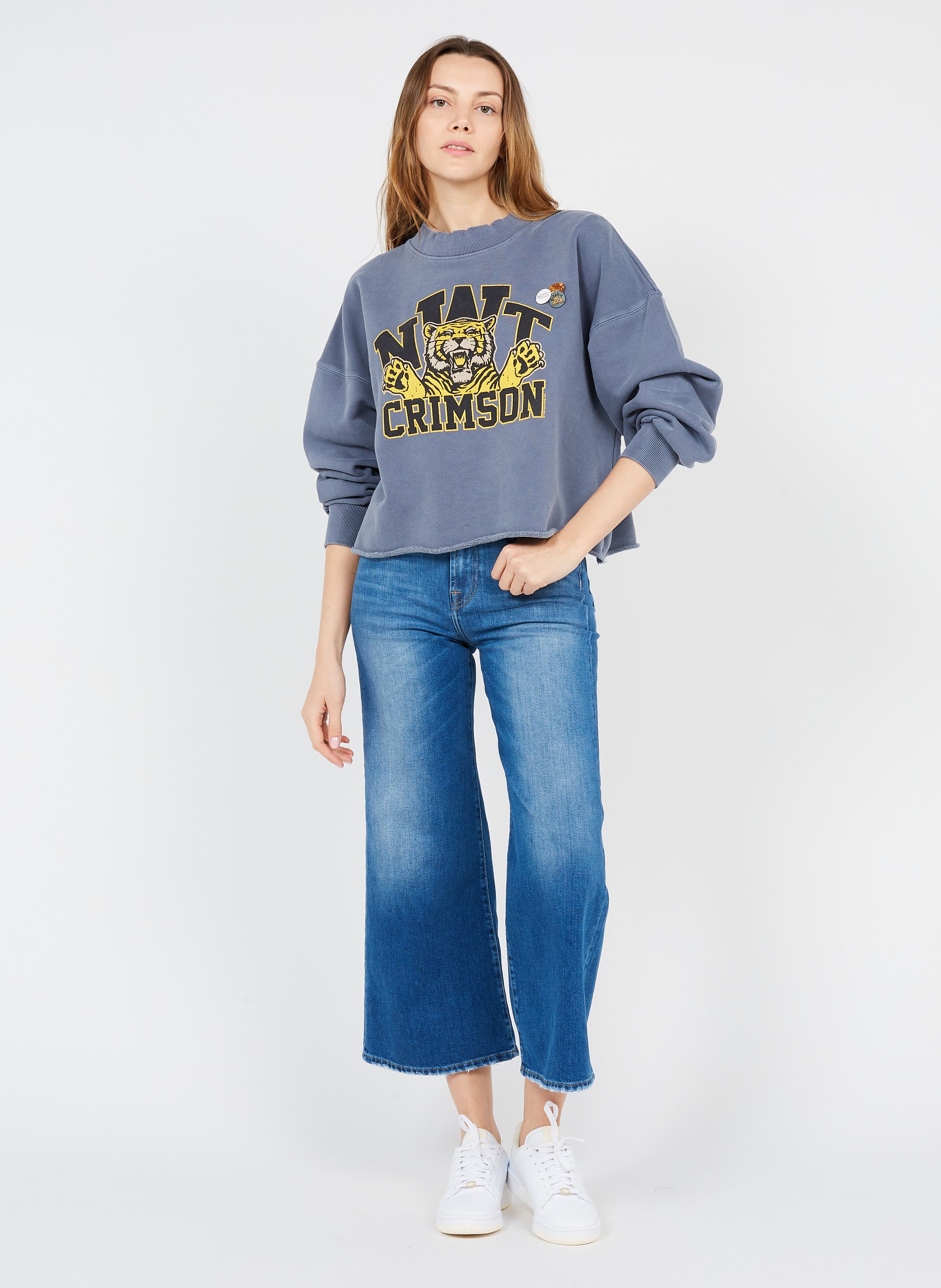Pantaloni A Pinocchietto Larghi In Cotone Mid Blue 7 For All Mankind -  Donna | Place des Tendances