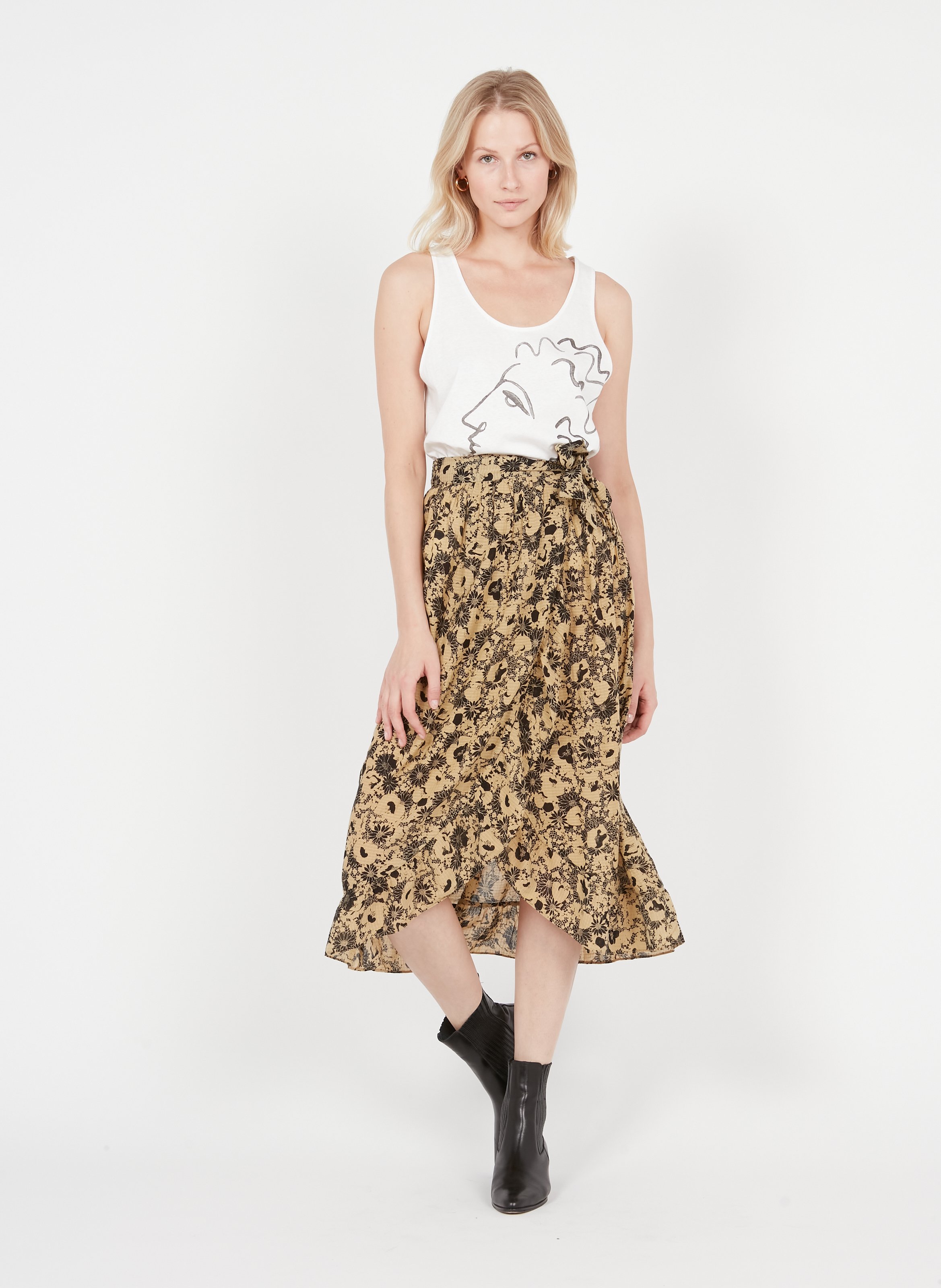 Gonna Midi A Portafoglio Stampata Noir/beige Soeur - Donna | Place des  Tendances