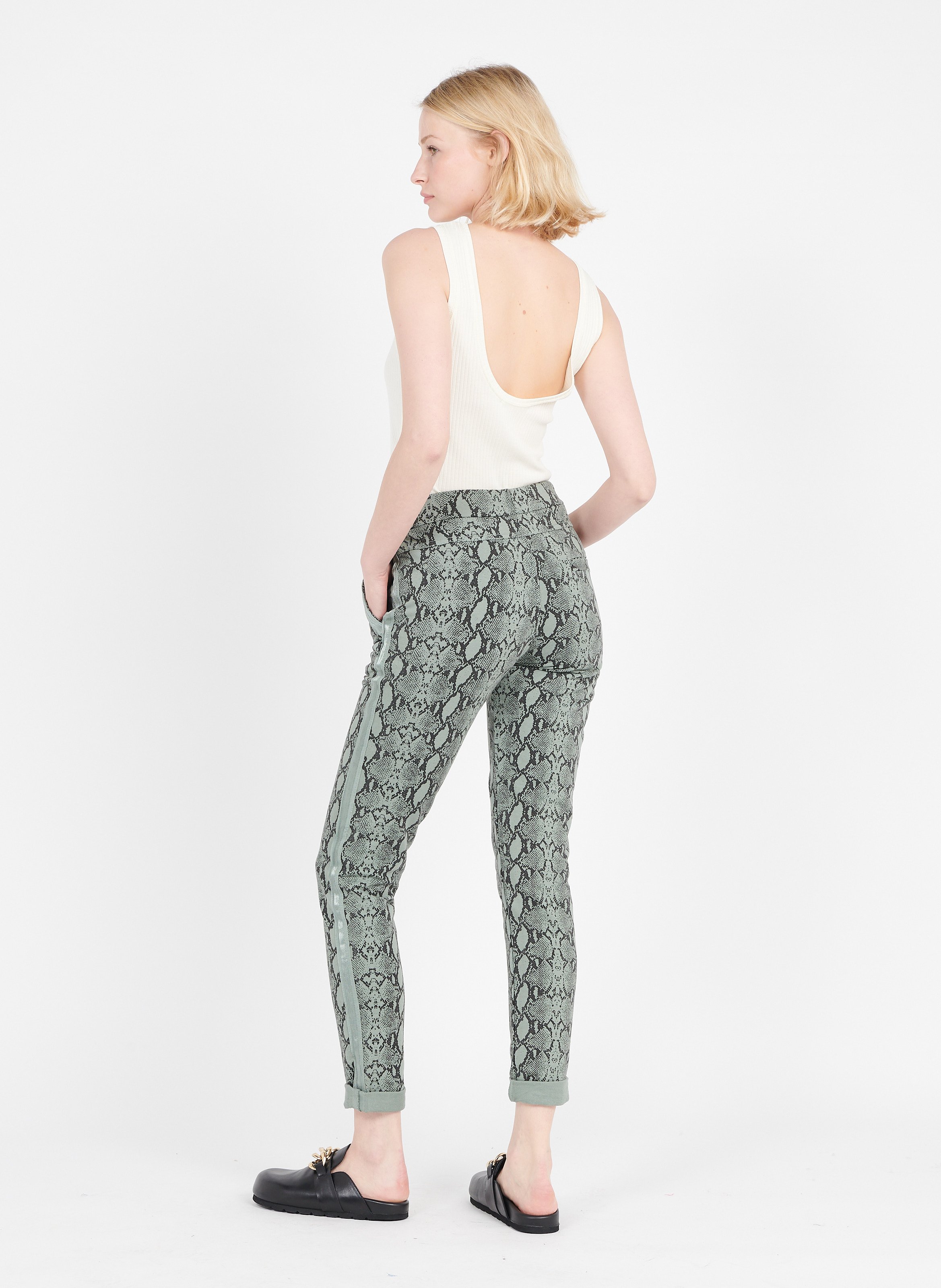 Pantaloni Dritti Stampa Pitone In Misto Cotone Amande Sud Express - Donna |  Place des Tendances