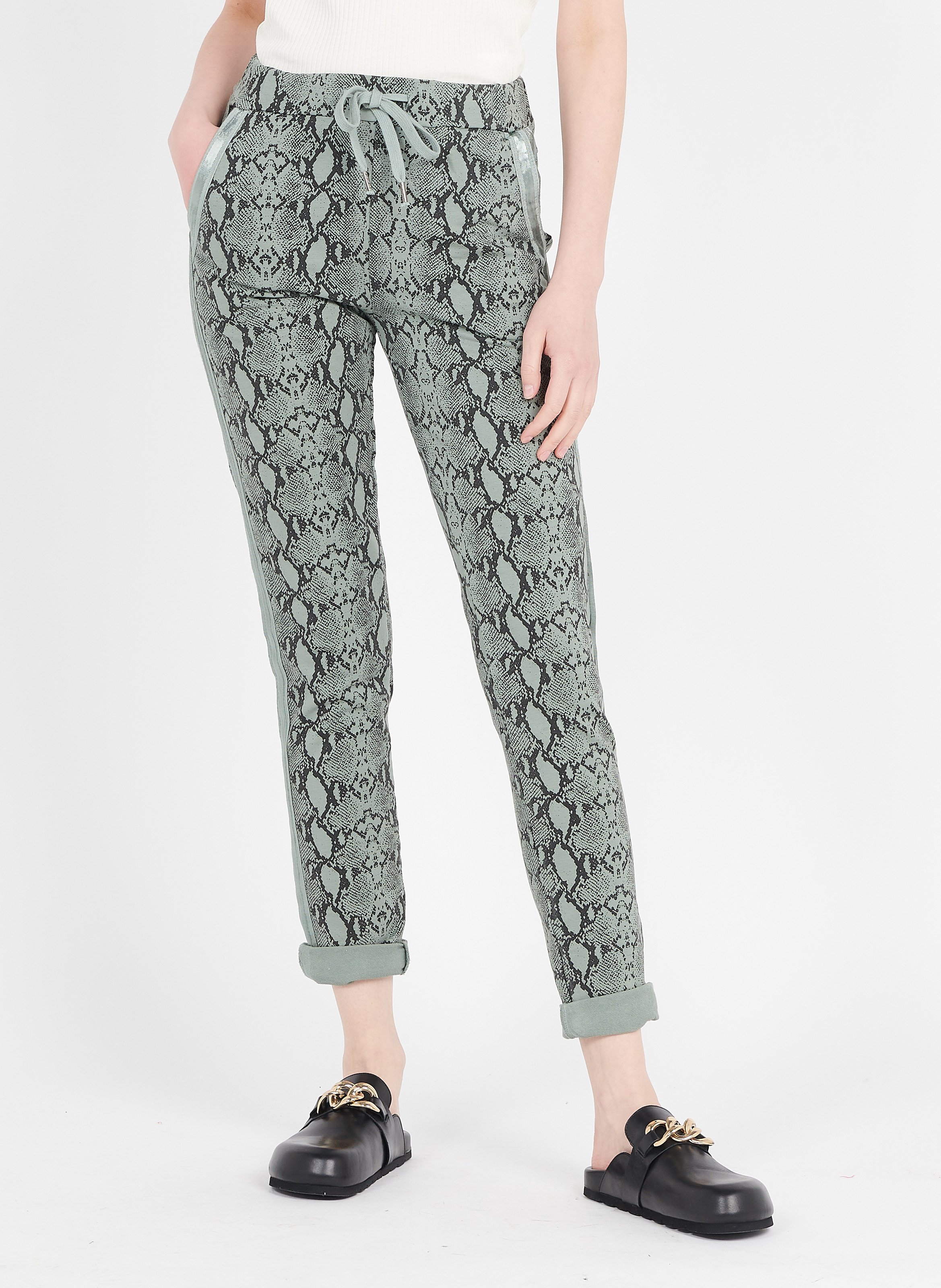 Pantaloni Dritti Stampa Pitone In Misto Cotone Amande Sud Express - Donna |  Place des Tendances