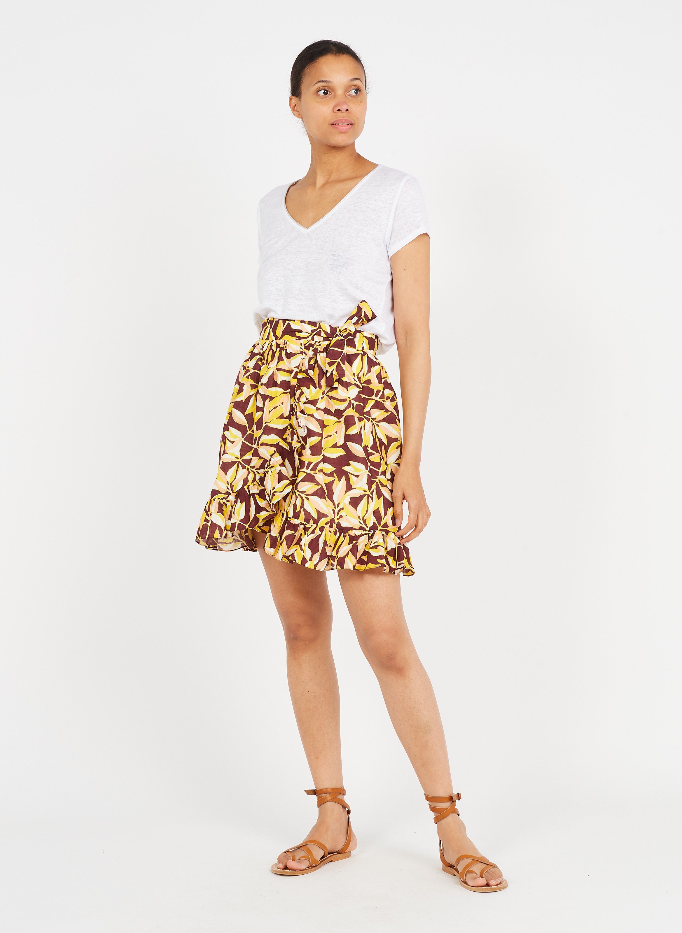 Gonna Corta A Portafoglio Stampata In Cotone Jaune/prune Soeur - Donna |  Place des Tendances