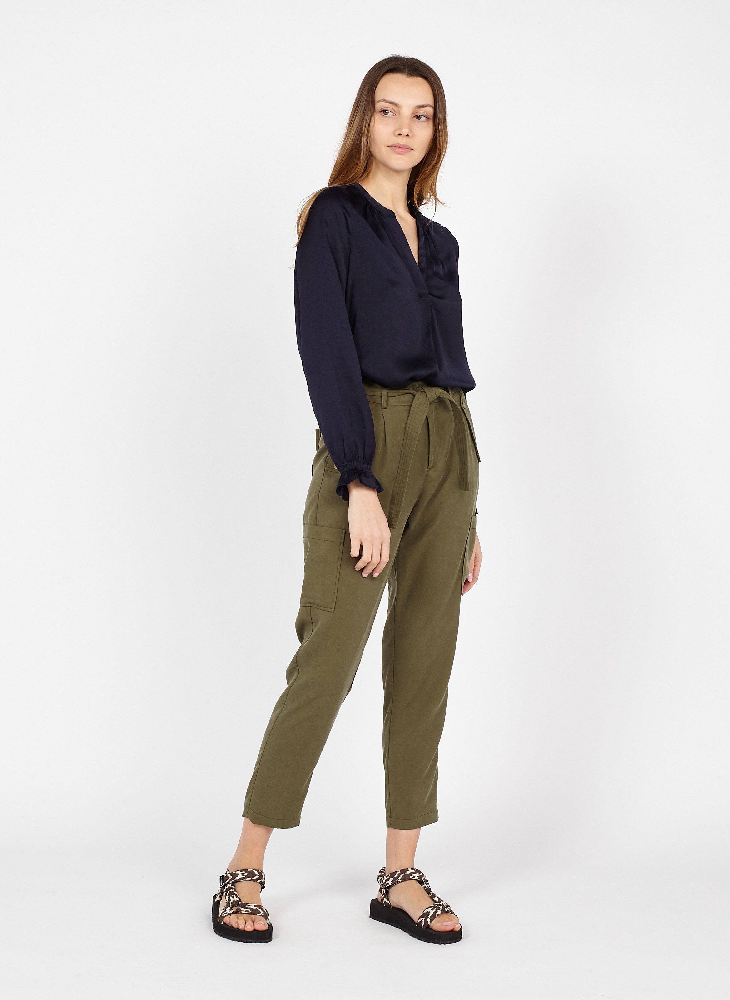 Pantaloni Dritti In Lyocell Kaki One Step - Donna | Place des Tendances