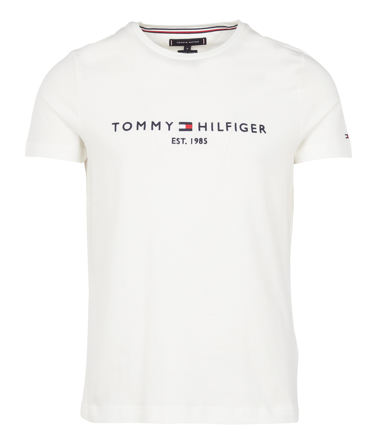 T-shirt Slim Fit Scollo Tondo Ricamata In Cotone Bio White Tommy Hilfiger -  Uomo | Place des Tendances