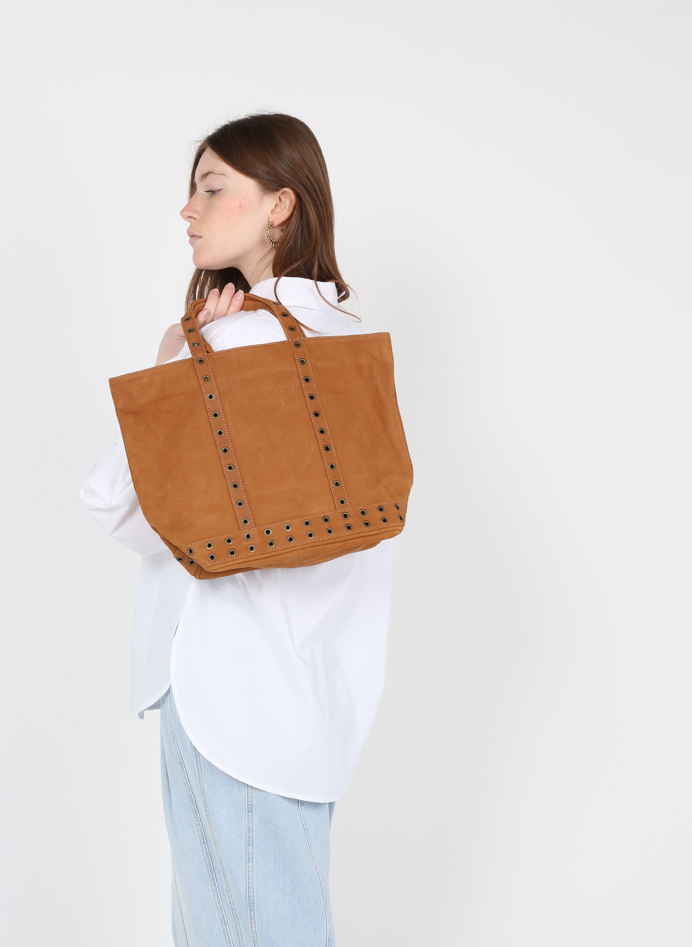 Shopping Bag In Pelle Nabuck Cognac Vanessa Bruno - Donna | Place des  Tendances