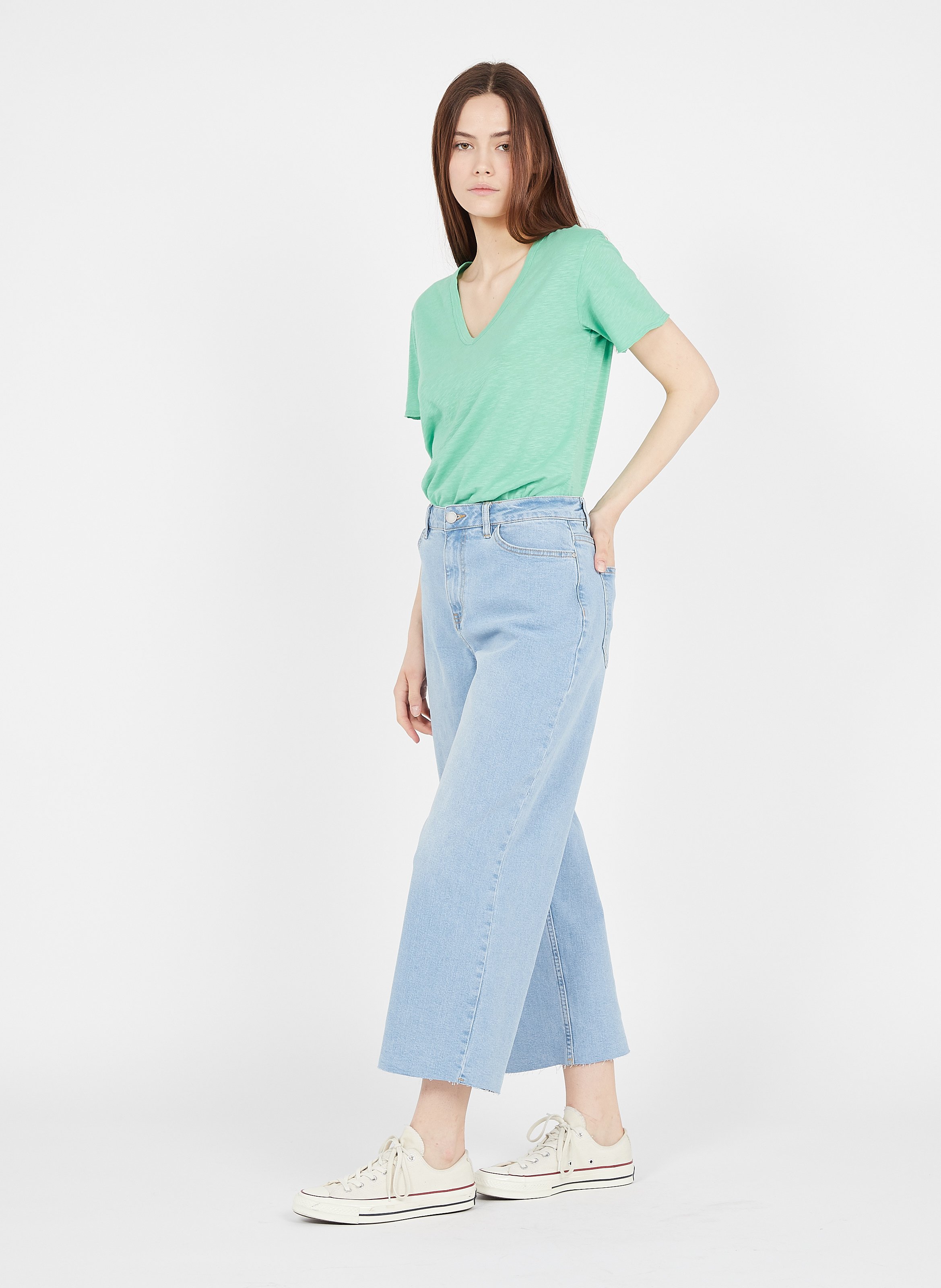 Jeans Cropped Larghi A Vita Alta Light Blue Denim Vila - Donna | Place des  Tendances