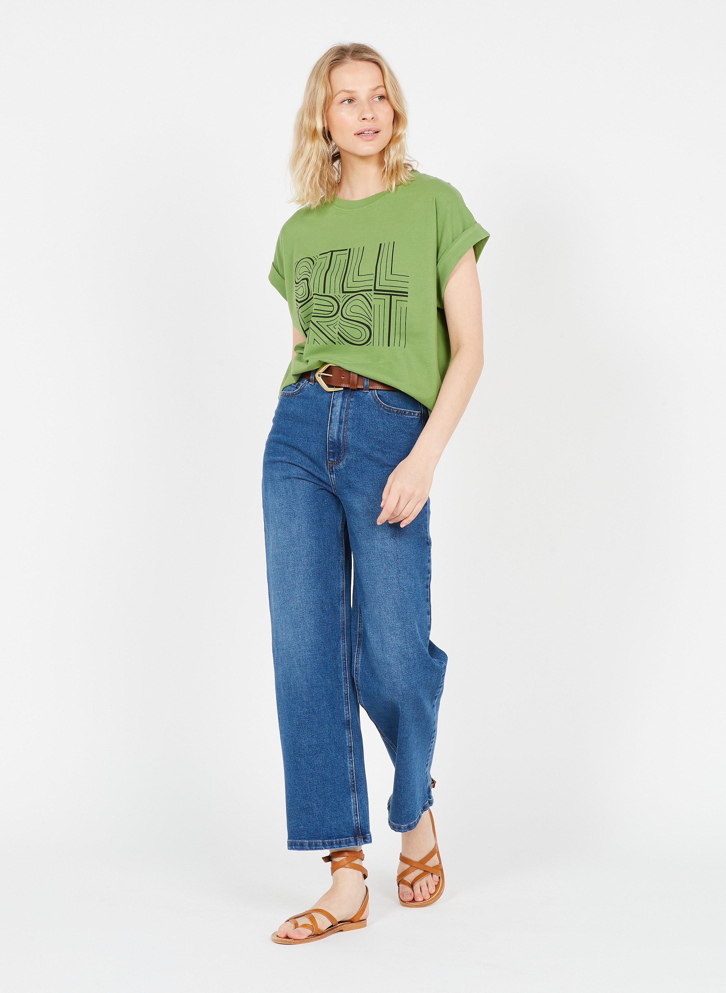 Jeans Larghi A Vita Alta Medium Blue Denim Vila - Donna | Place des  Tendances