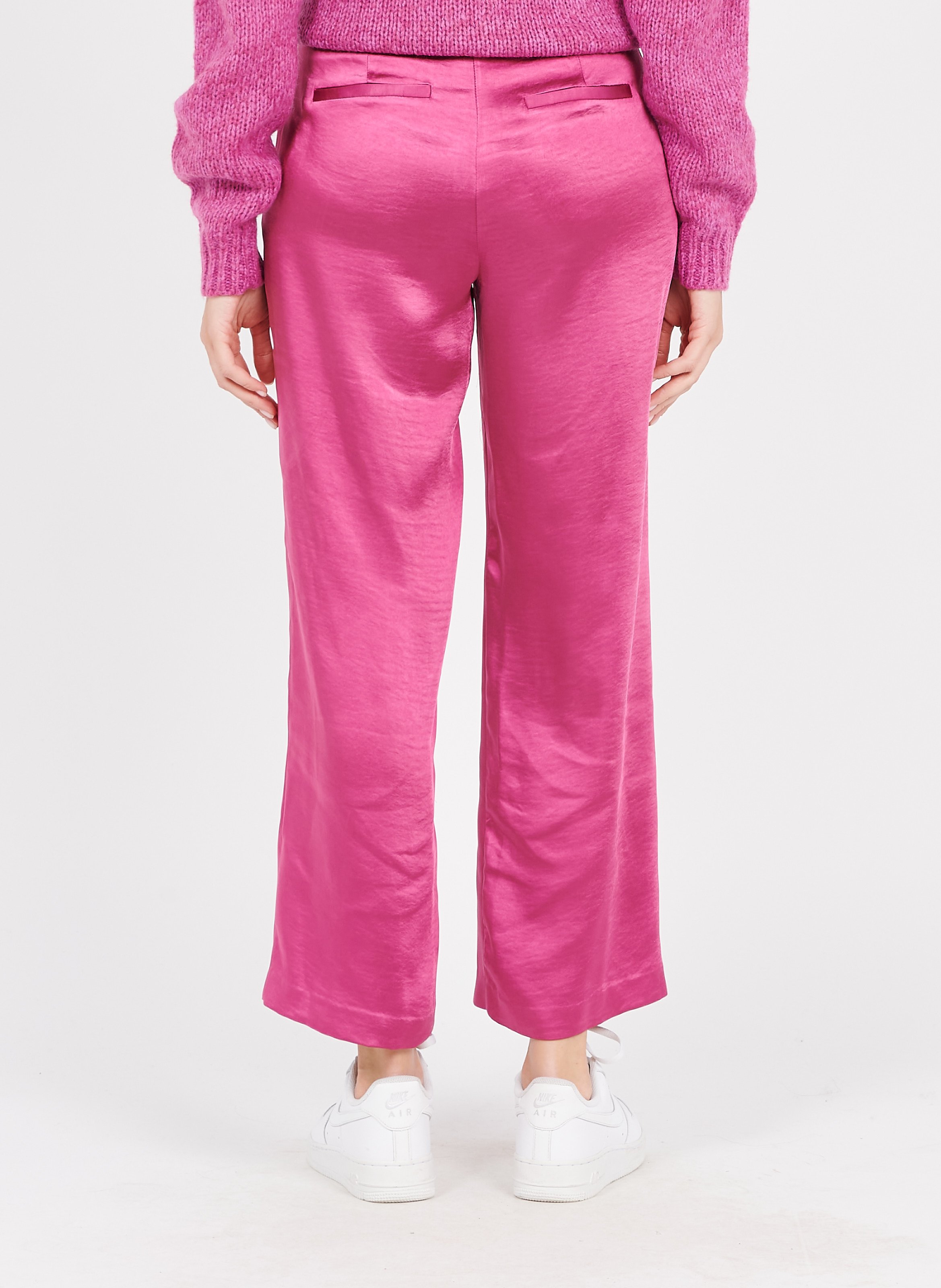 Pantaloni Larghi A Vita Alta In Raso Magenta Haze Vila - Donna | Place des  Tendances