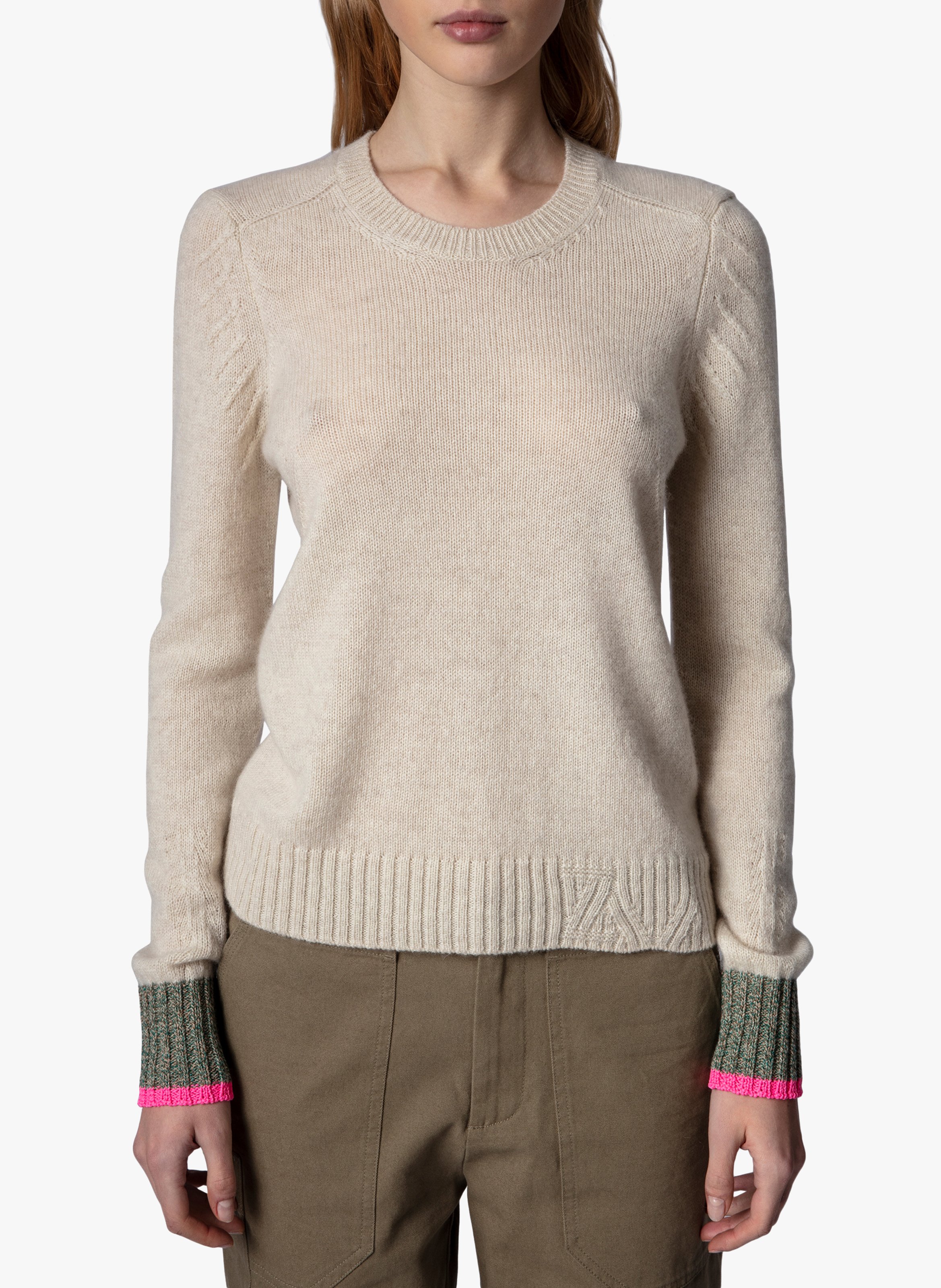Maglione Scollo Tondo In Cashmere Ecru Zadig\u0026voltaire - Donna | Place des  Tendances