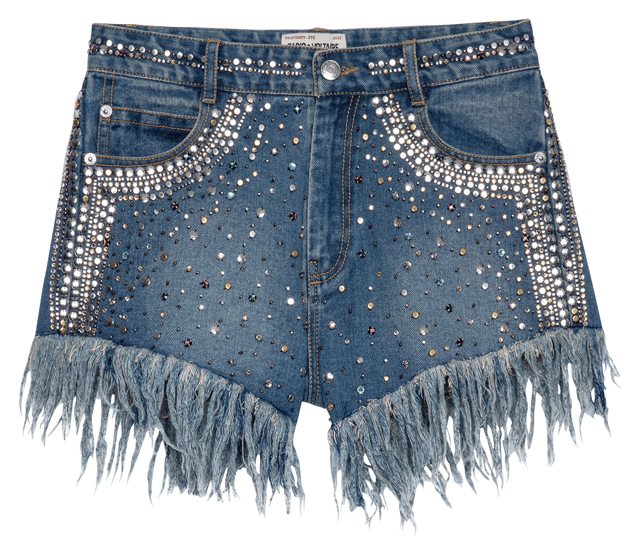 Shorts In Jeans Con Borchie Light Blue Zadig\u0026voltaire - Donna | Place des  Tendances