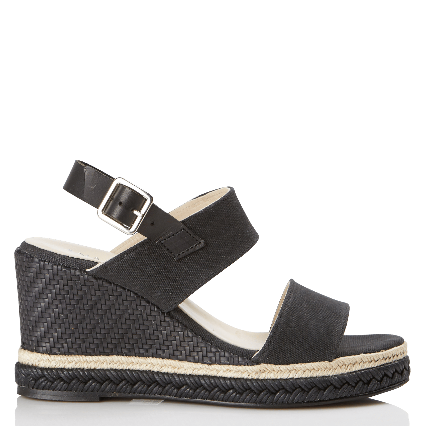 Sale Espadrilles Van Stof En Leer Met Sleehak Noir Anaki - Dames | Place  des Tendances