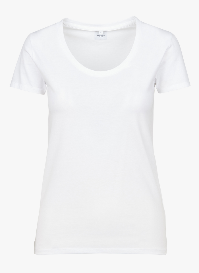 AU PRINTEMPS PARIS Katoenen T-shirt met ronde hals | Wit