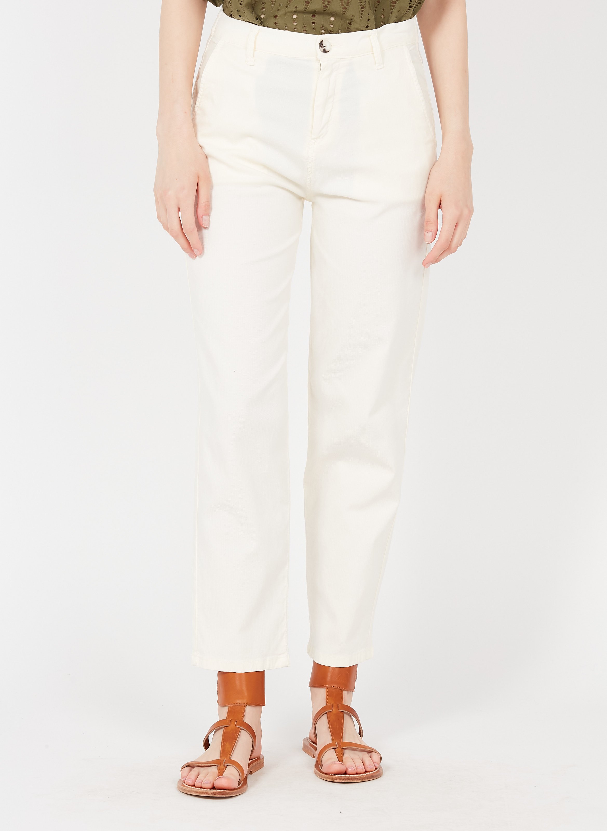 Rechte Broek Van Gemengde Lyocell White Berenice - Dames | Place des  Tendances