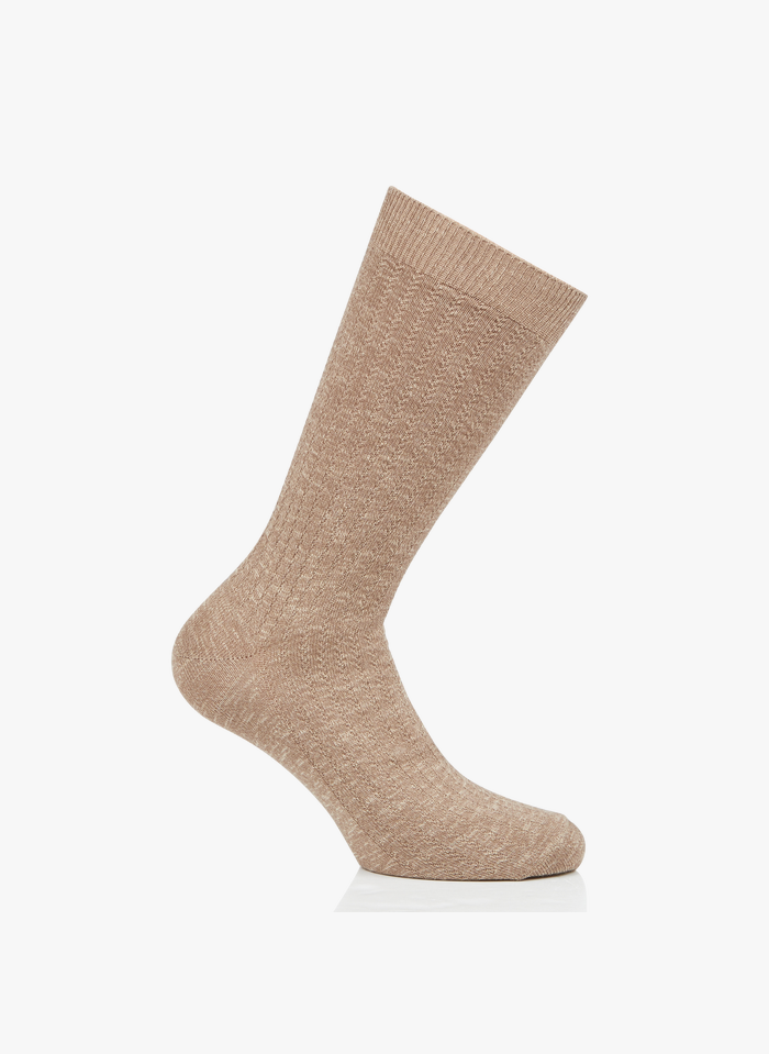 BLEUFORET Katoenen sokken met gevlamd effect | Beige