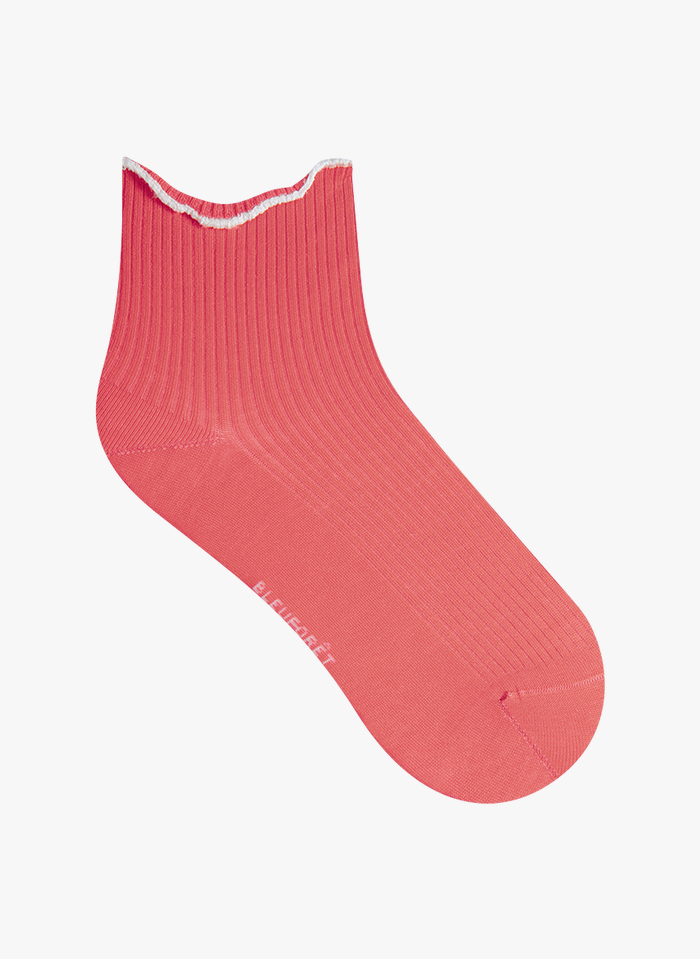 BLEUFORET Korte sokken van geribde fil d'Ecosse | Roze
