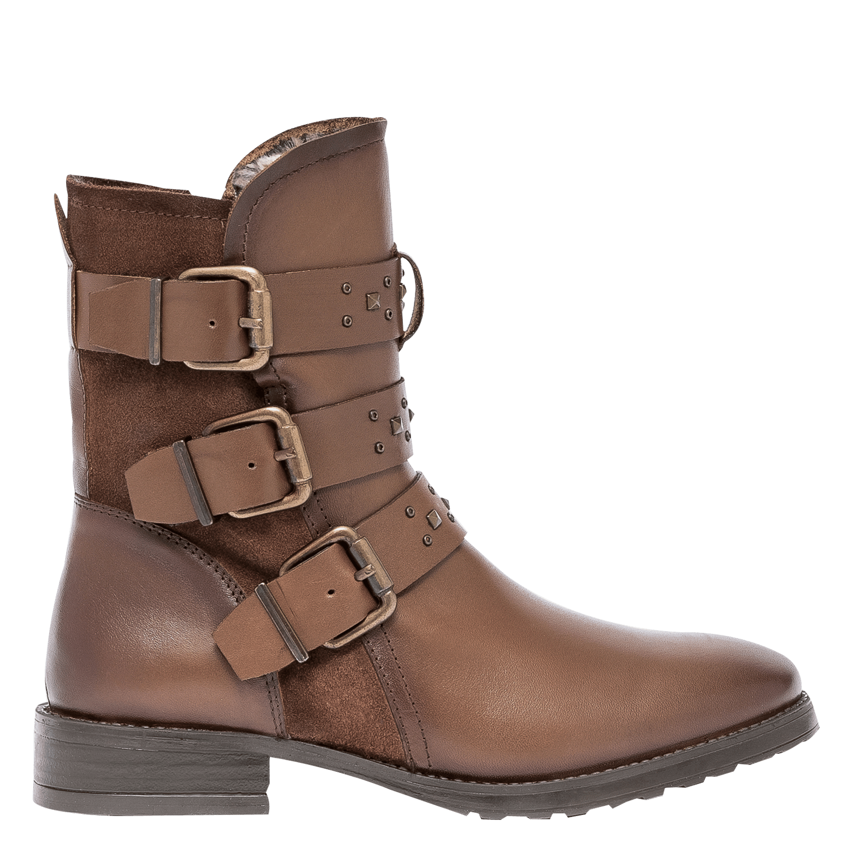 Sale Enkellaarzen Van Gemengd Leer Met Gesp Nv Cognac Bocage - Dames |  Place des Tendances