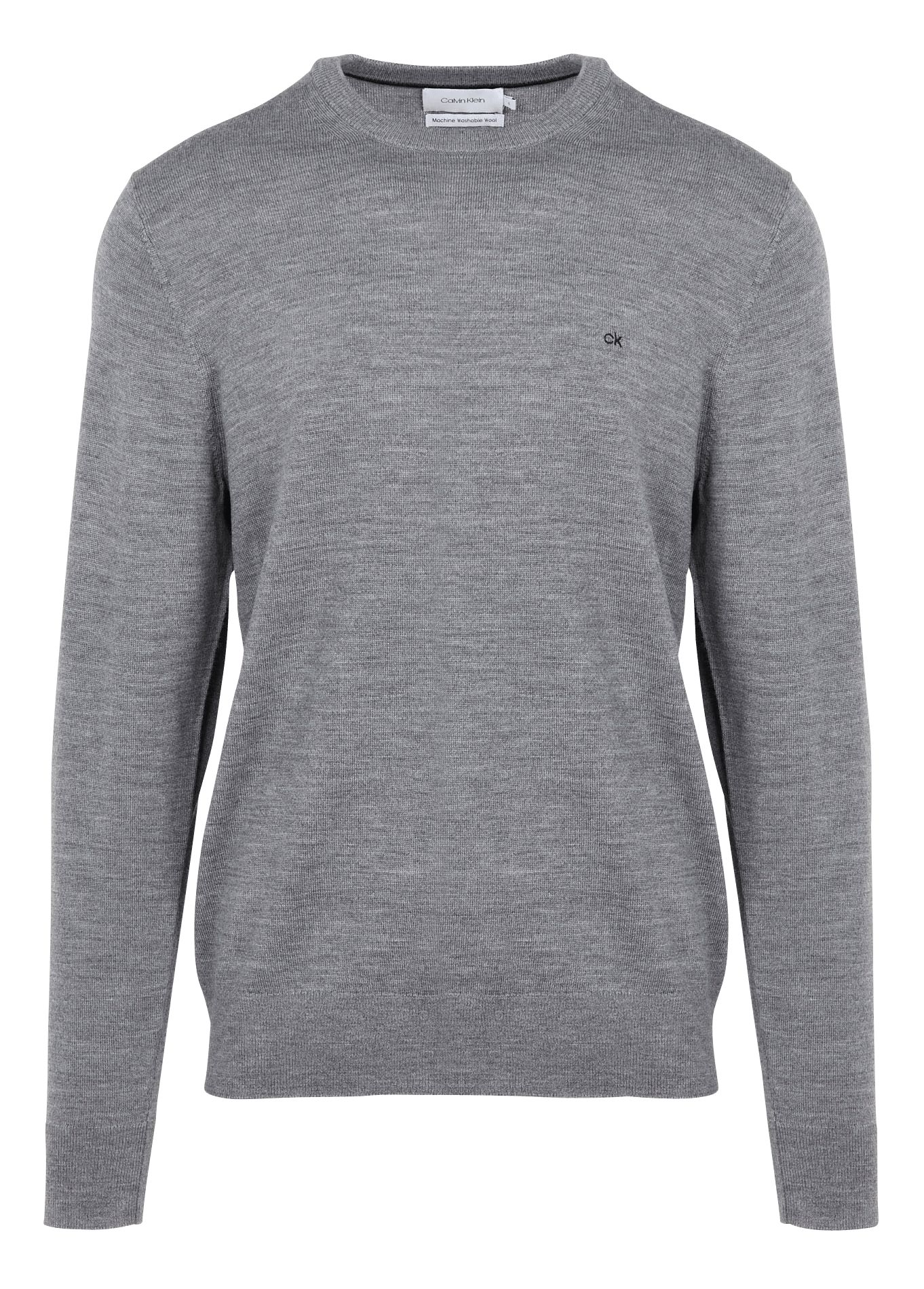 Sale Regular-fit, Wollen Trui Met Ronde Hals Mid Grey Heather Calvin Klein  - Heren | Place des Tendances