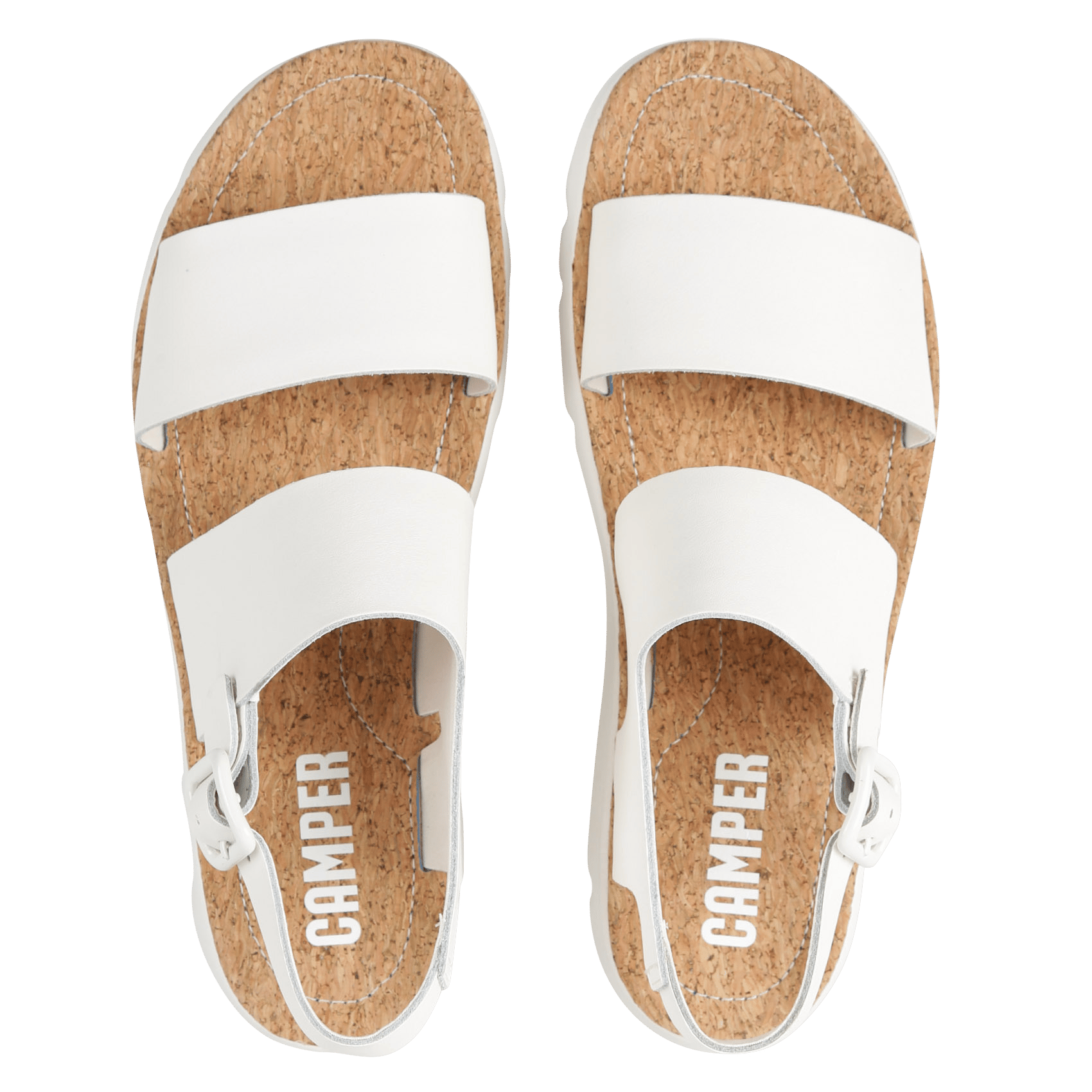Platte, Leren Sandalen White Natural Camper - Dames | Place des Tendances