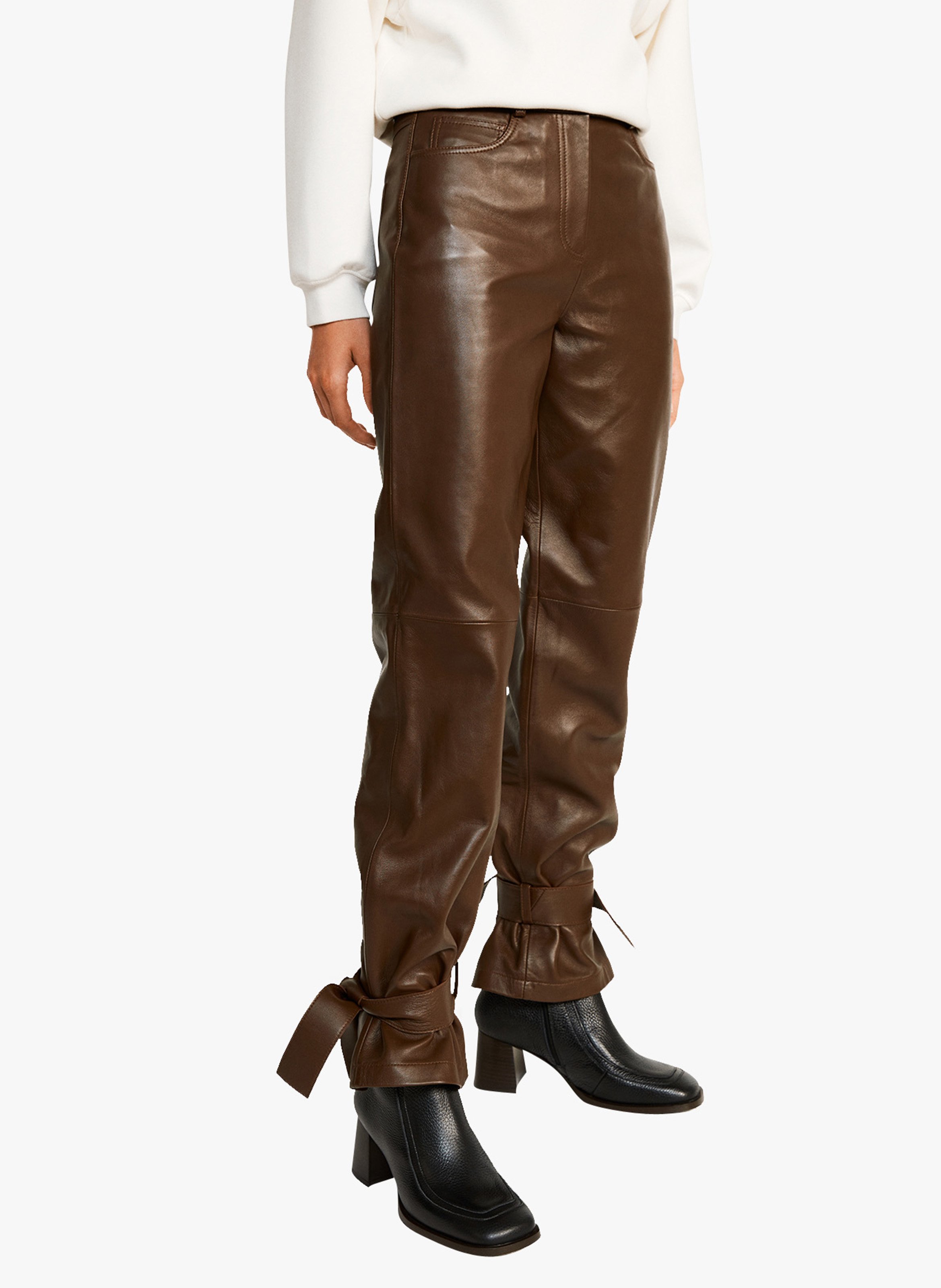 Leren Broek Met Hoge Taille Cannelle Claudie Pierlot - Dames | Place des  Tendances