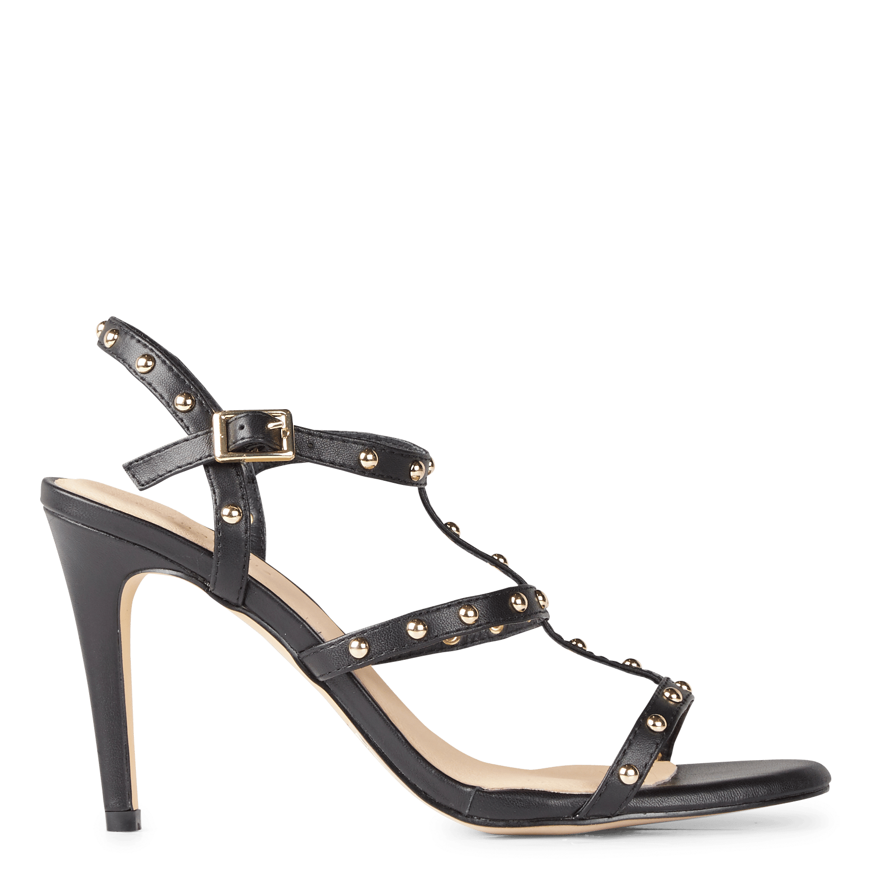 Zwarte sandalen met hak, suèdeleer, studs | IKKS Dames | Outlet mode