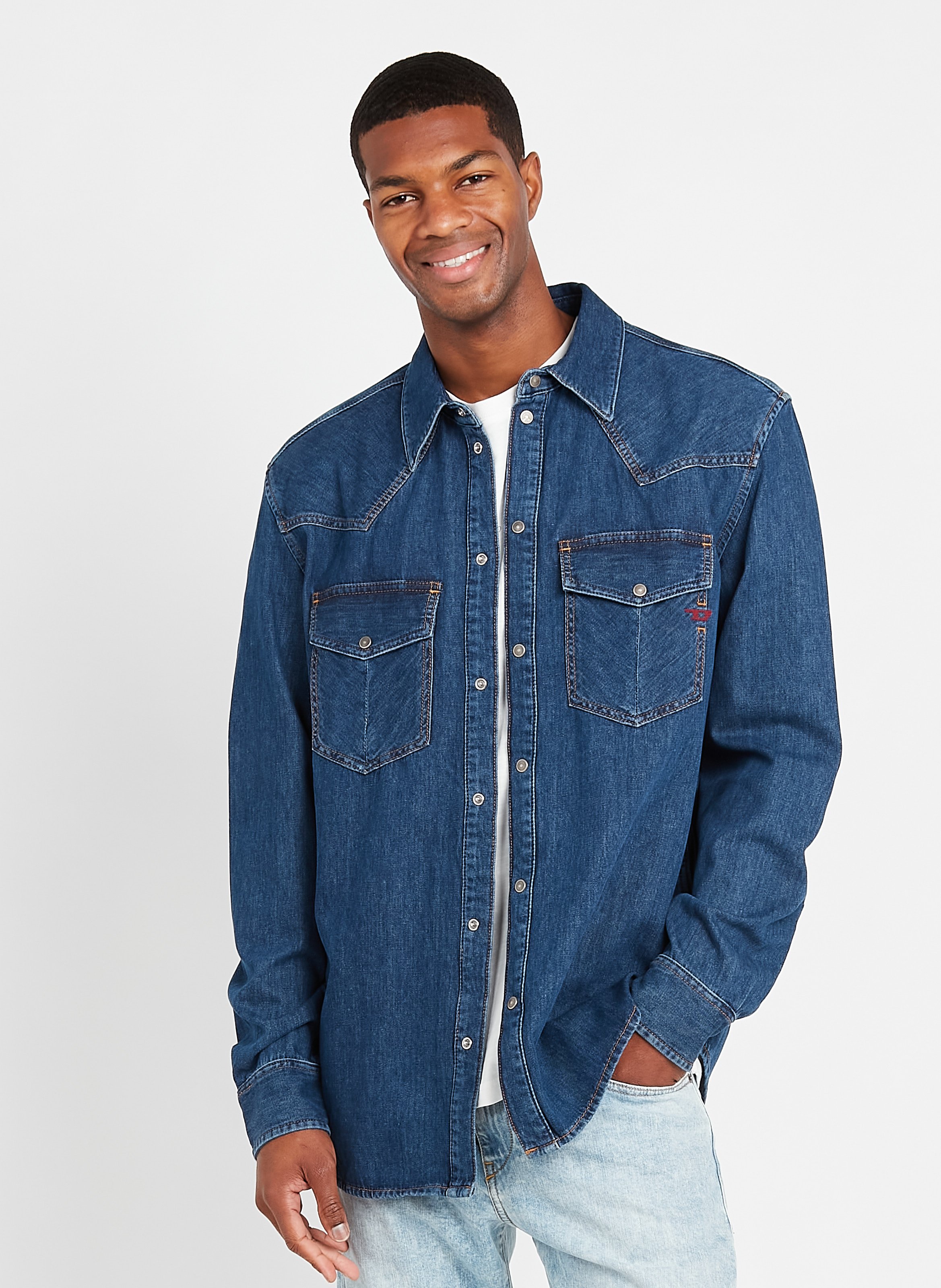 Regular-fit Spijkerblouse Met Klassieke Kraag 900 - Denim Diesel - Heren |  Place des Tendances