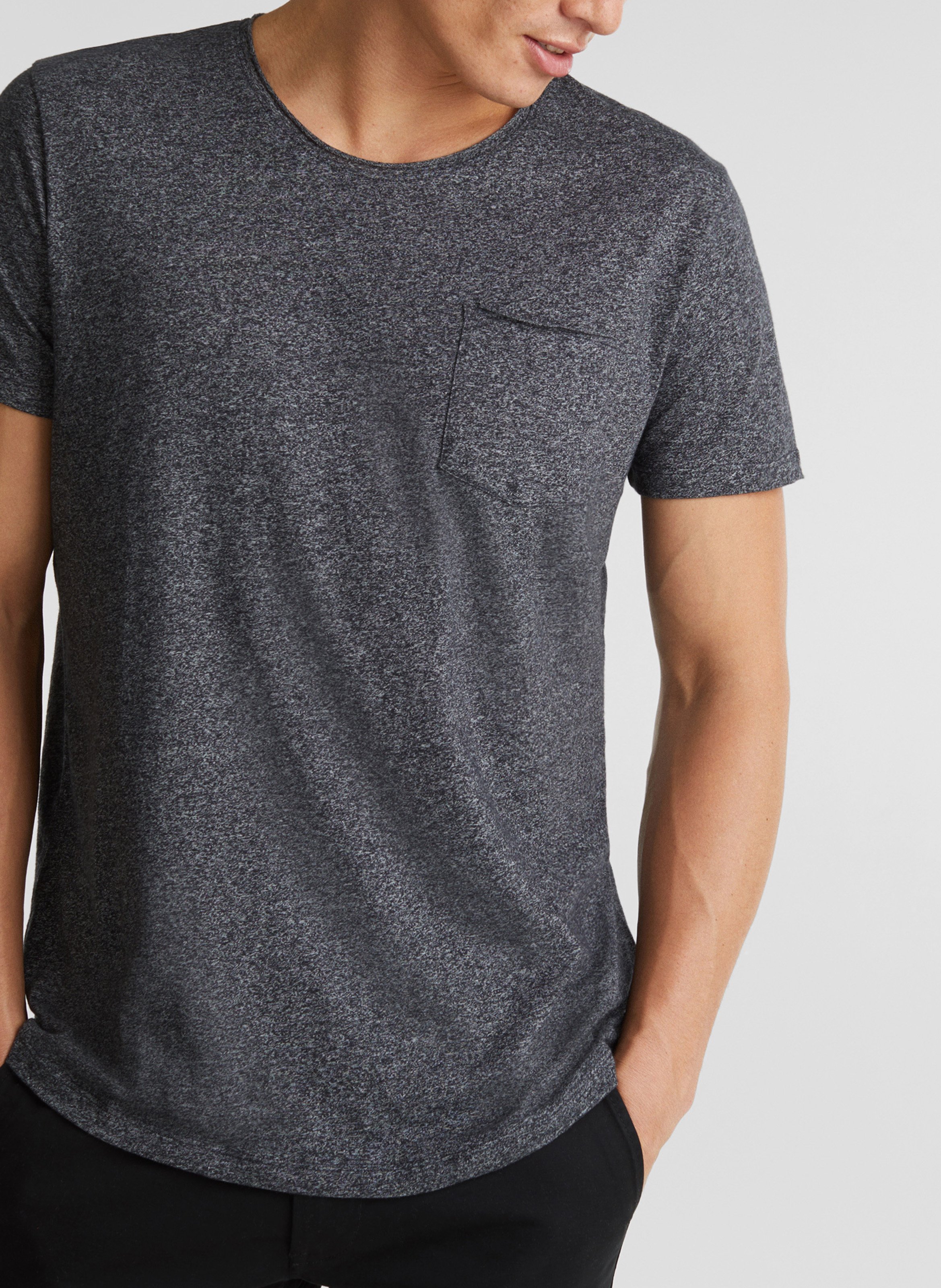 Regular-fit T-shirt Met Ronde Hals - Katoenblend Anthracite 5 Esprit - Heren  | Place des Tendances