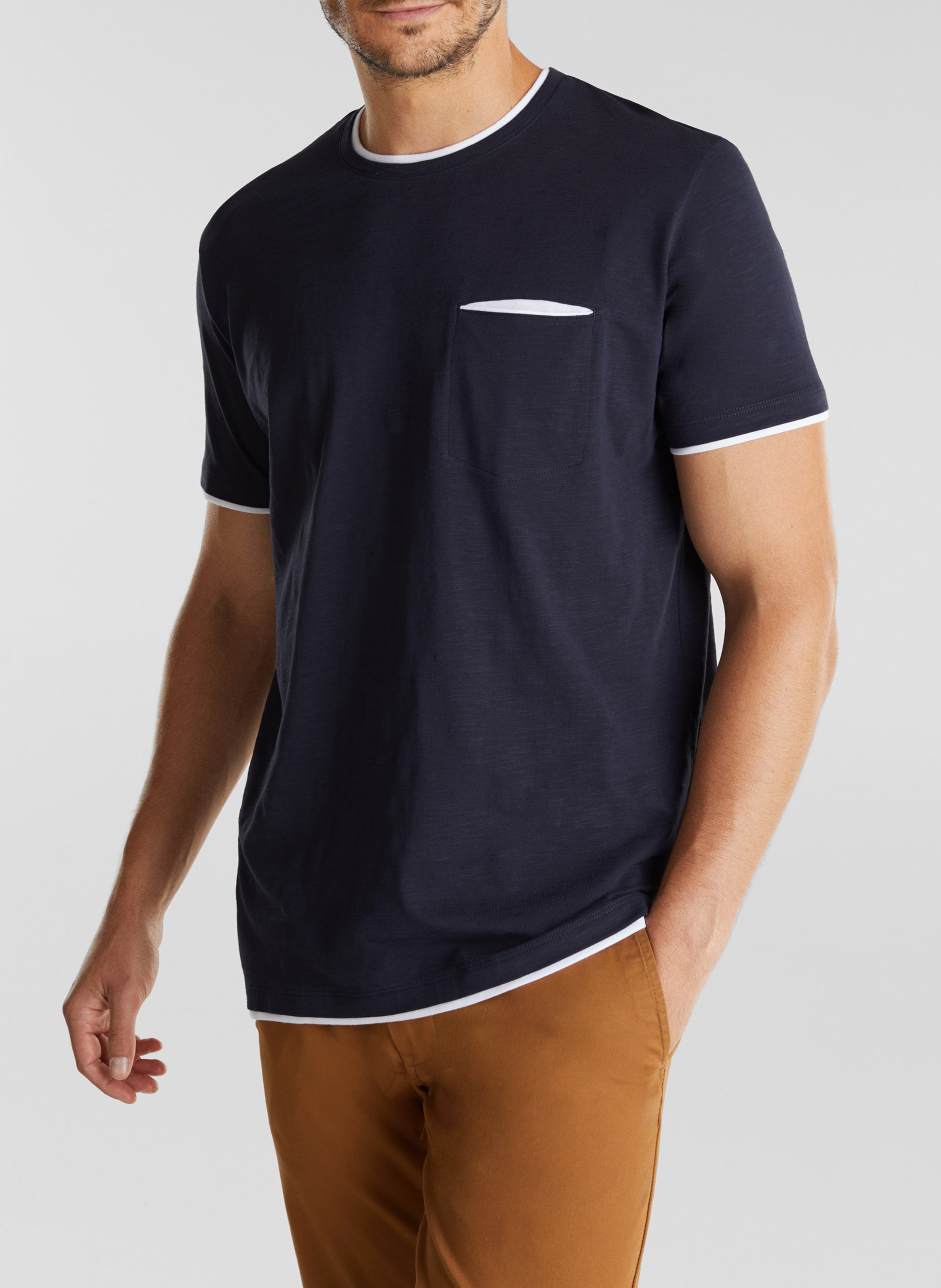 Sale T-shirt Van Biologisch Katoen Met Ronde Hals Navy Esprit - Heren |  Place des Tendances