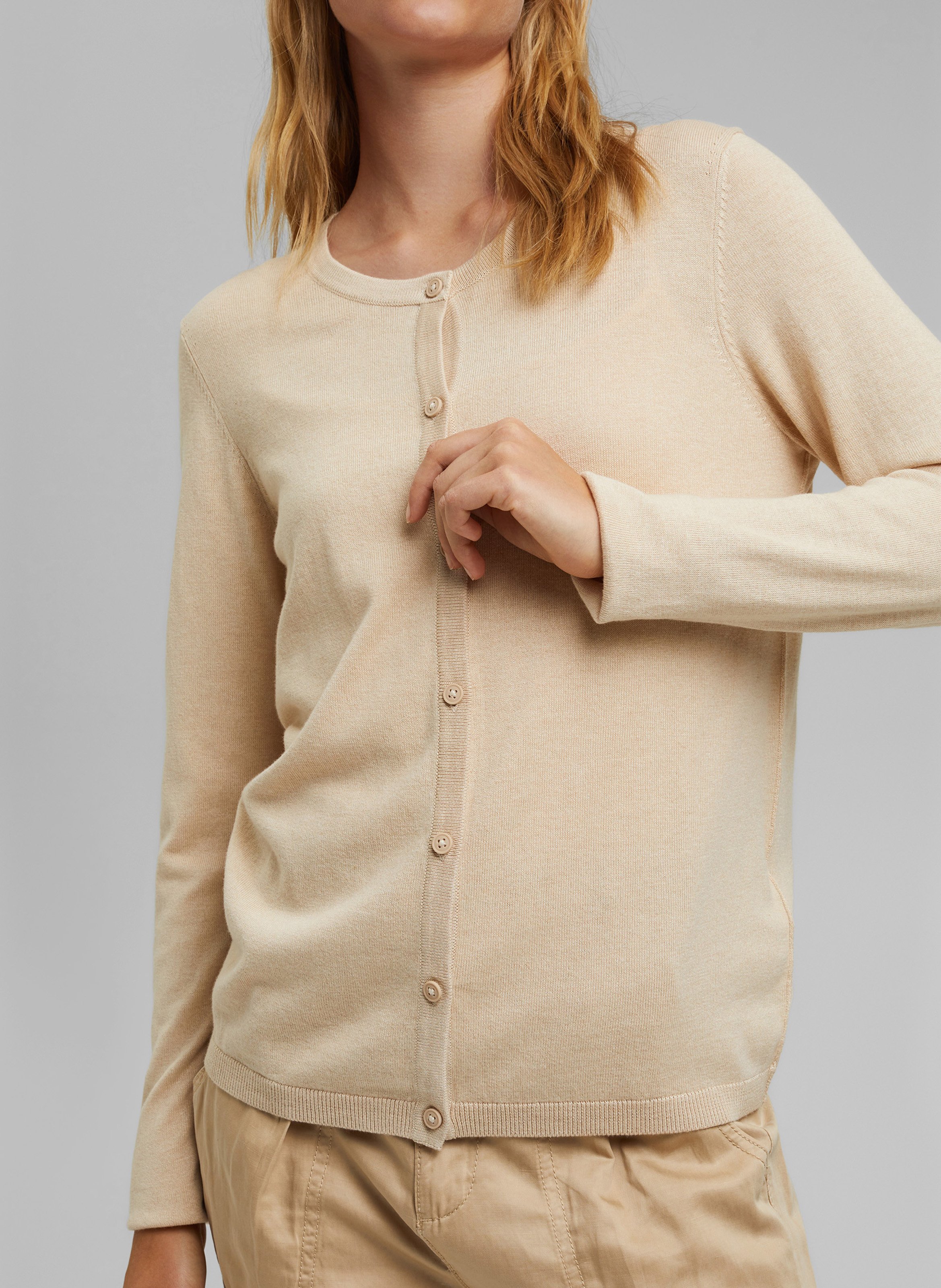 Sale Vest Met Ronde Hals En Knopen - Katoenblend Beige 5 Esprit - Dames |  Place des Tendances