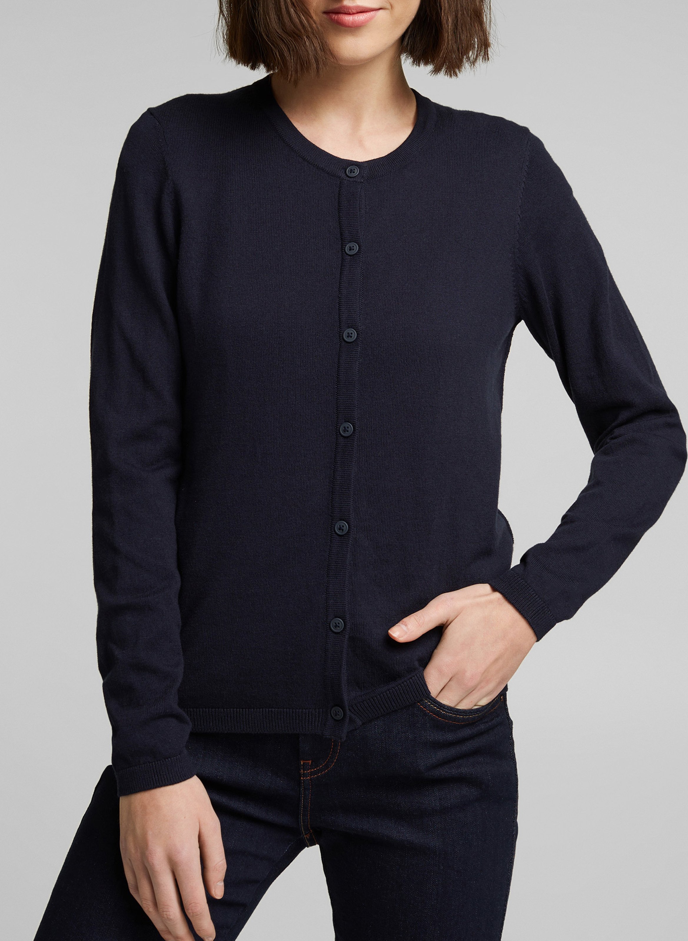 Sale Vest Met Ronde Hals En Knopen - Katoenblend Navy Esprit - Dames |  Place des Tendances