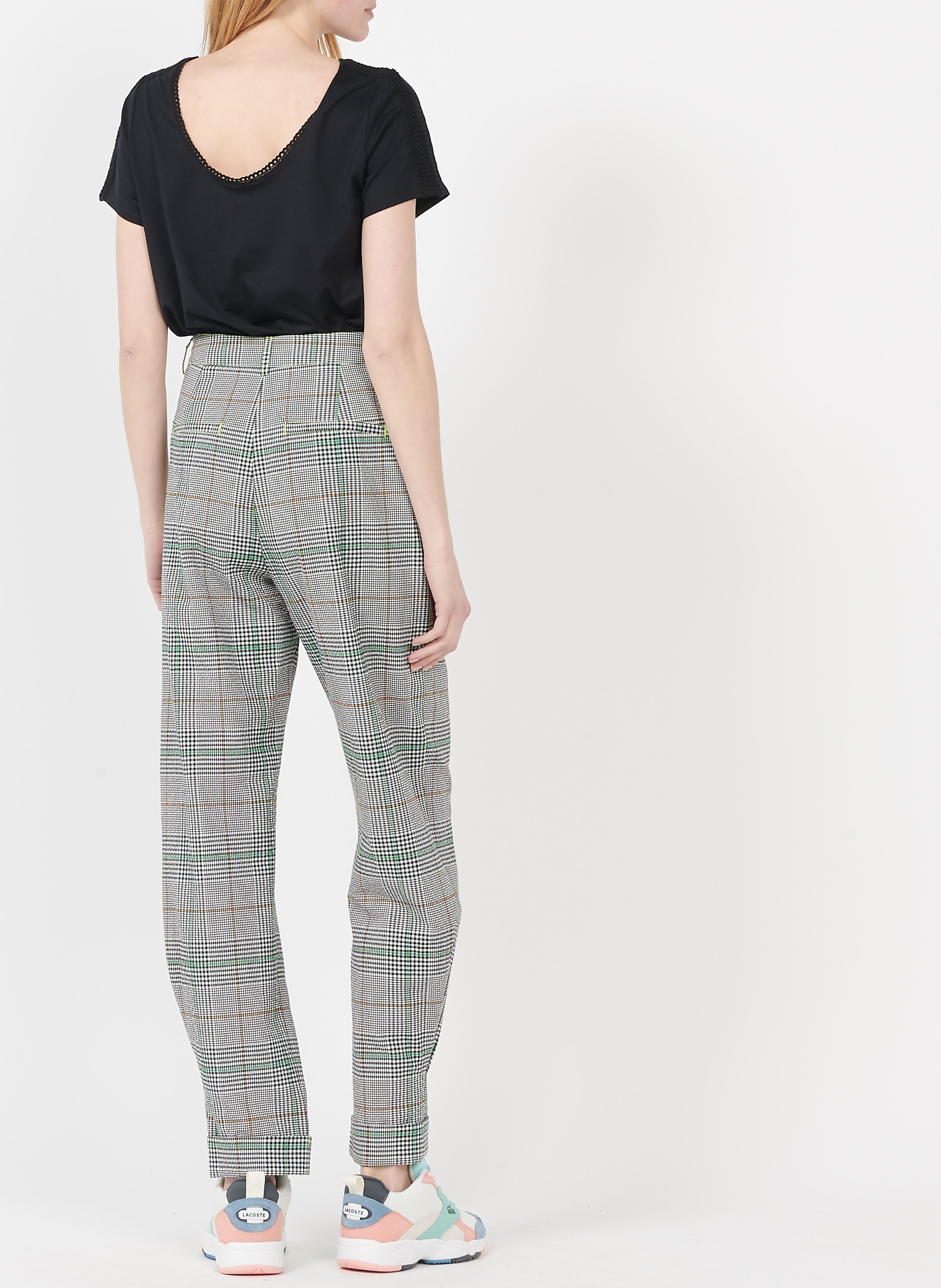 Rechte Broek Van Geruite Katoenjacquard Met Hoge Taille Combo 1 Black Essentiel  Antwerp - Dames | Place des Tendances