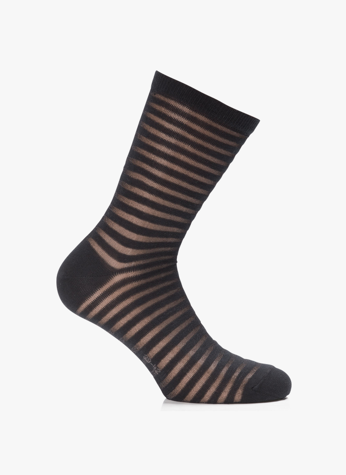 FALKE Gestreepte sokken met glansdraad | Zwart