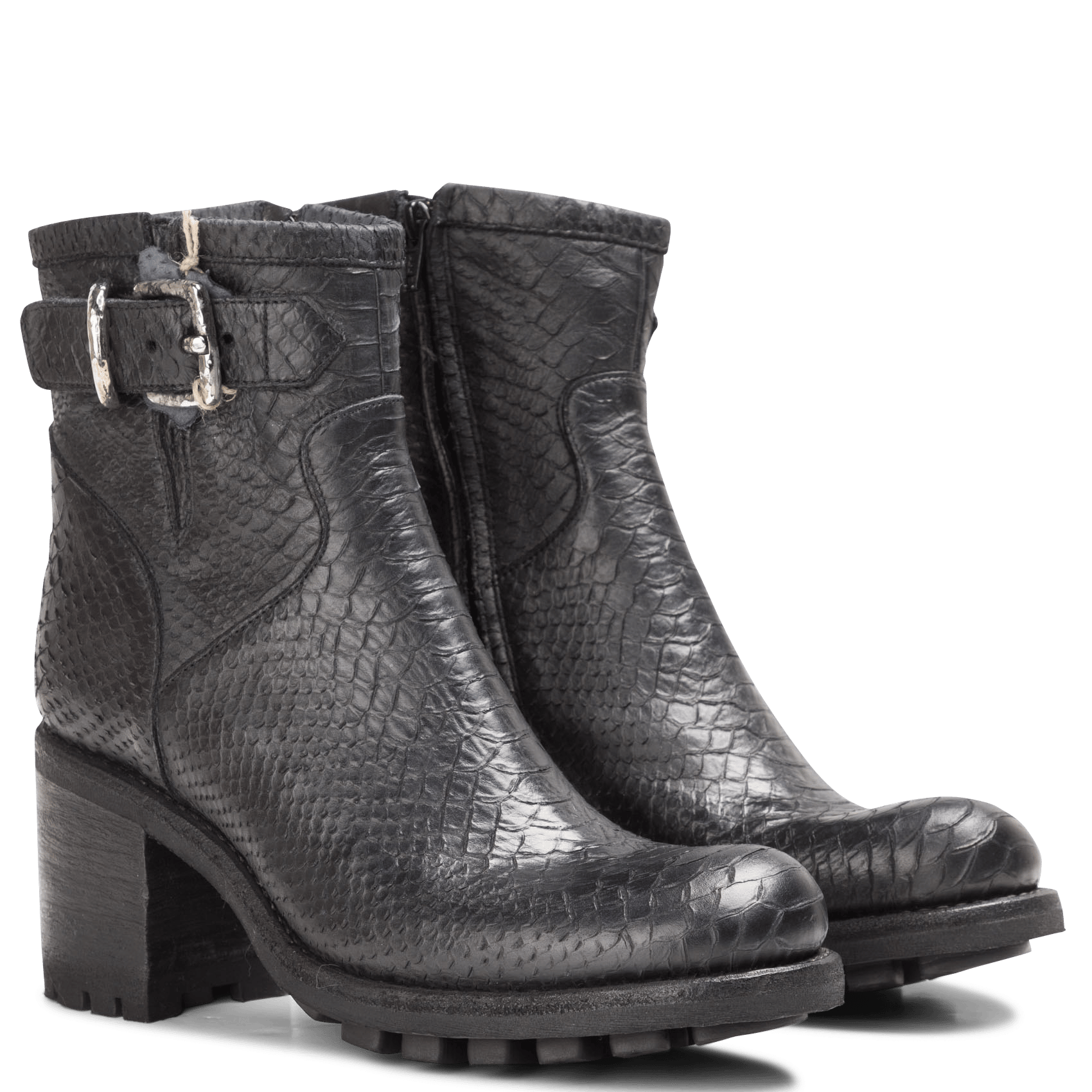 Leren Laarzen Met Hak In Python-look Noir Free Lance - Dames | Place des  Tendances
