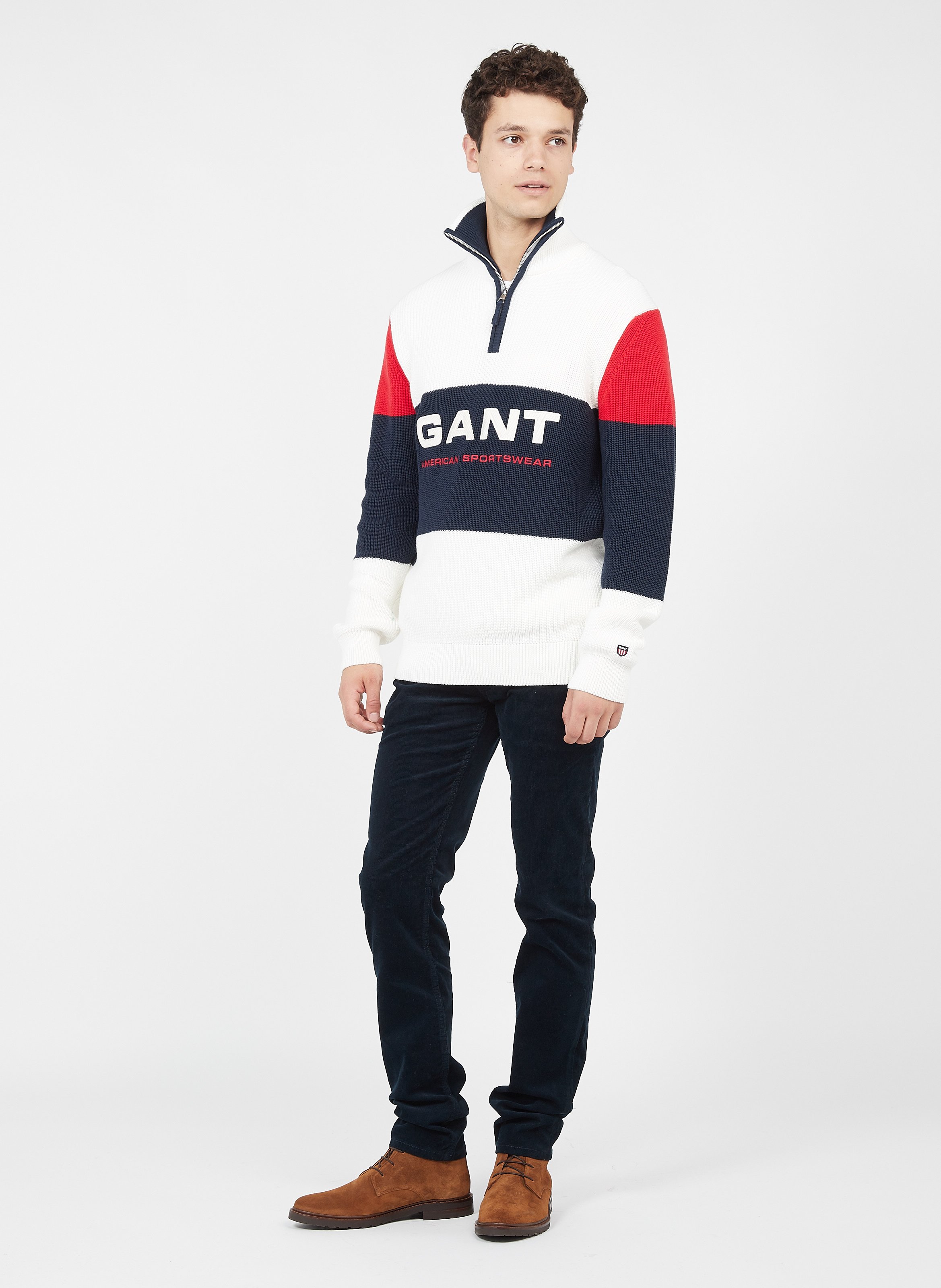 Blauwe trui Gant met rits kopen? Bestel hier online!