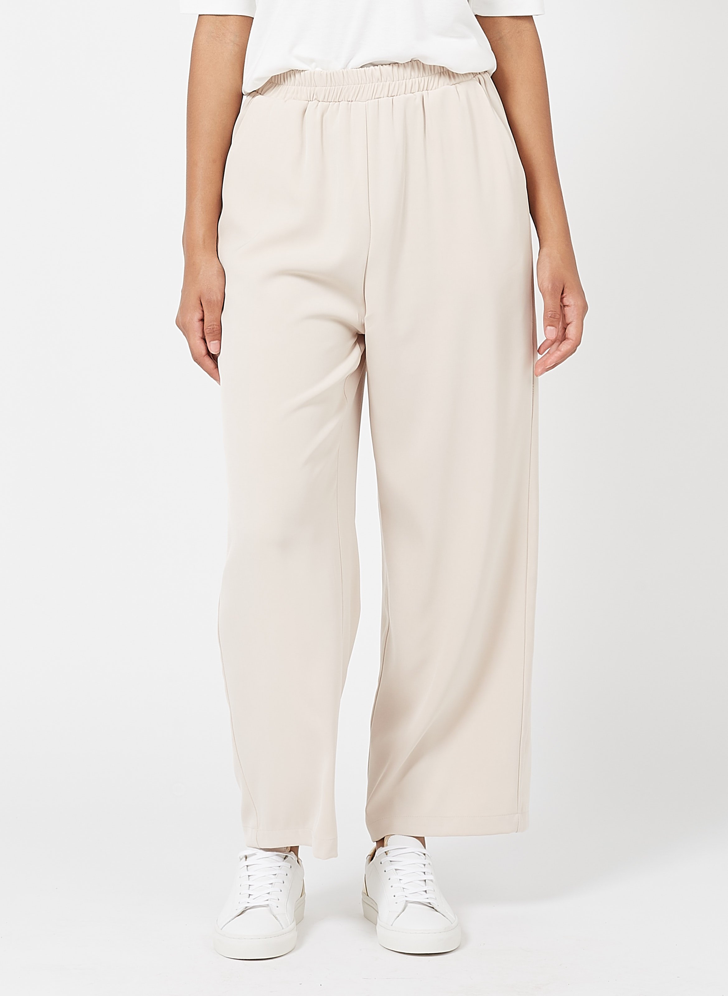 Wijde Broek Van Crêpe Met Hoge Taille Ecru Grace Et Mila - Dames | Place  des Tendances