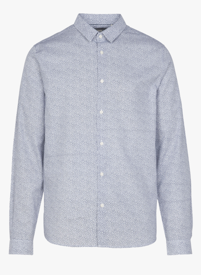 IKKS Katoenen, slim-fit hemd met klassieke kraag en print | Blauw