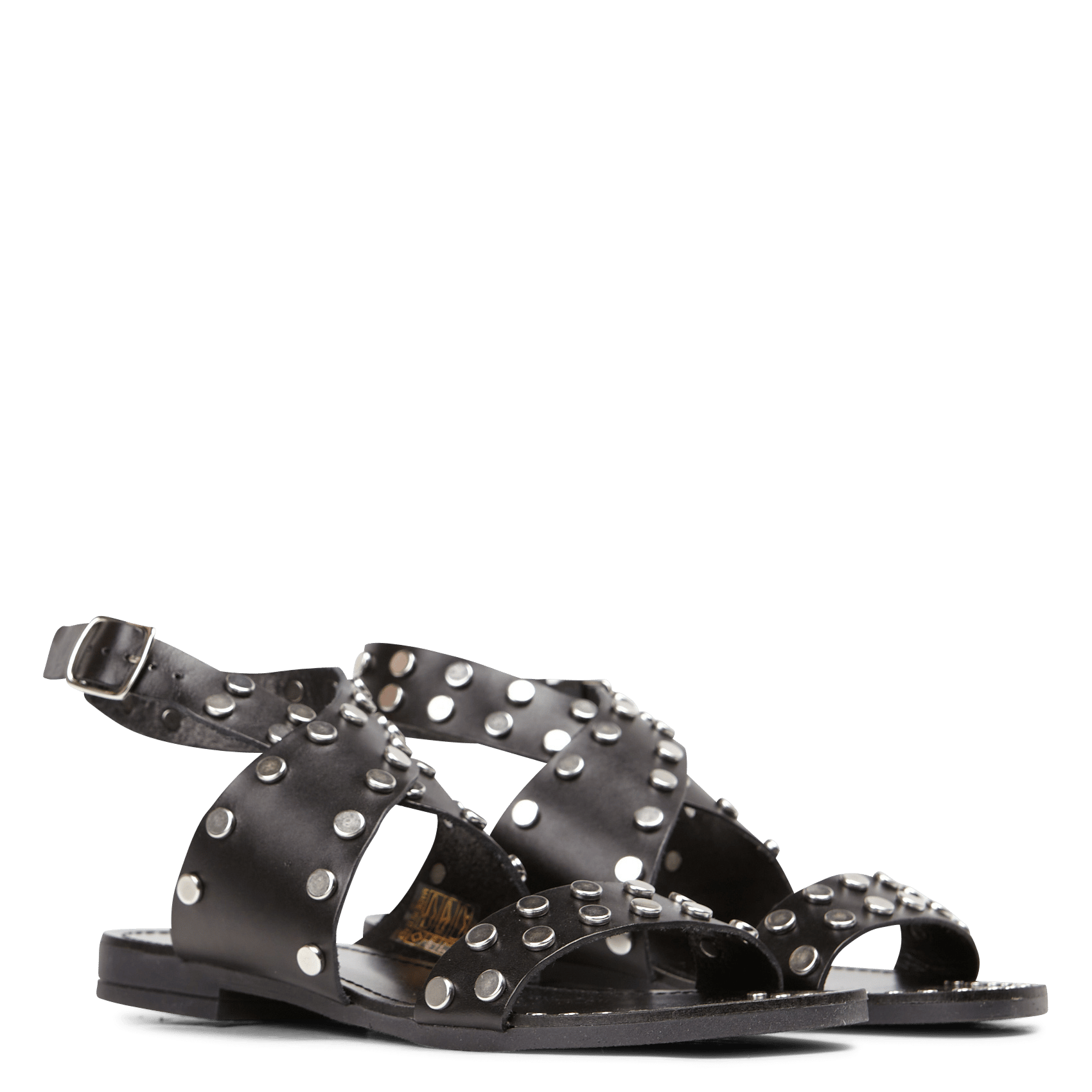 Sale Leren Sandalen Met Kleine Hak En Studs Noir Ikks - Dames | Place des  Tendances