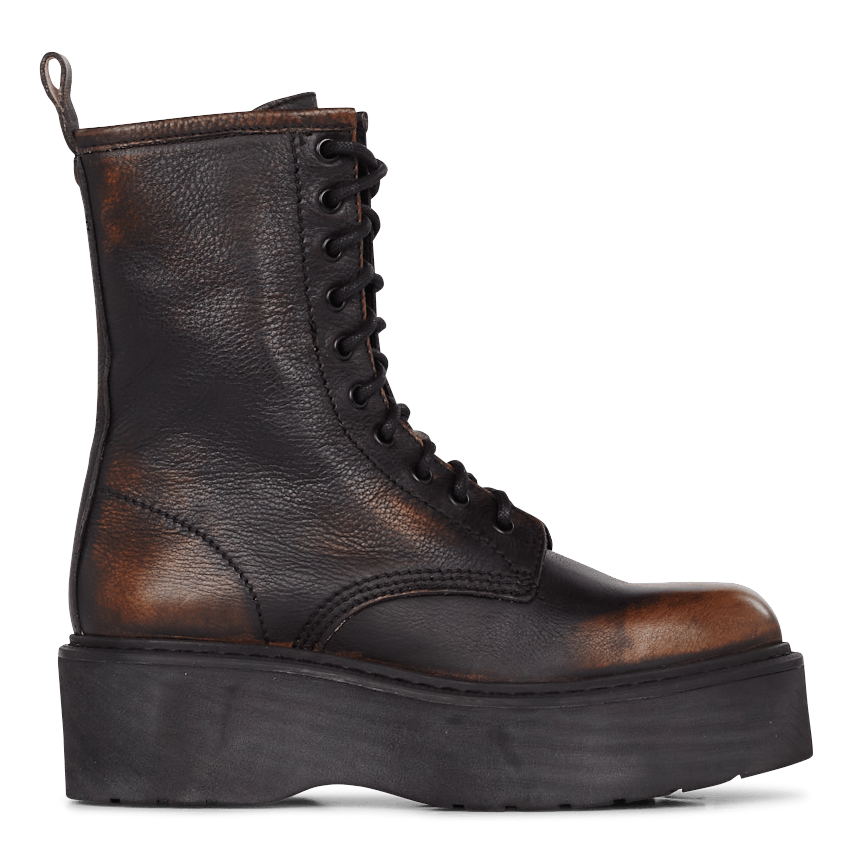 Boots Van Leer Met Plateauzool En Verwassen Effect Cognac Jonak - Dames |  Place des Tendances
