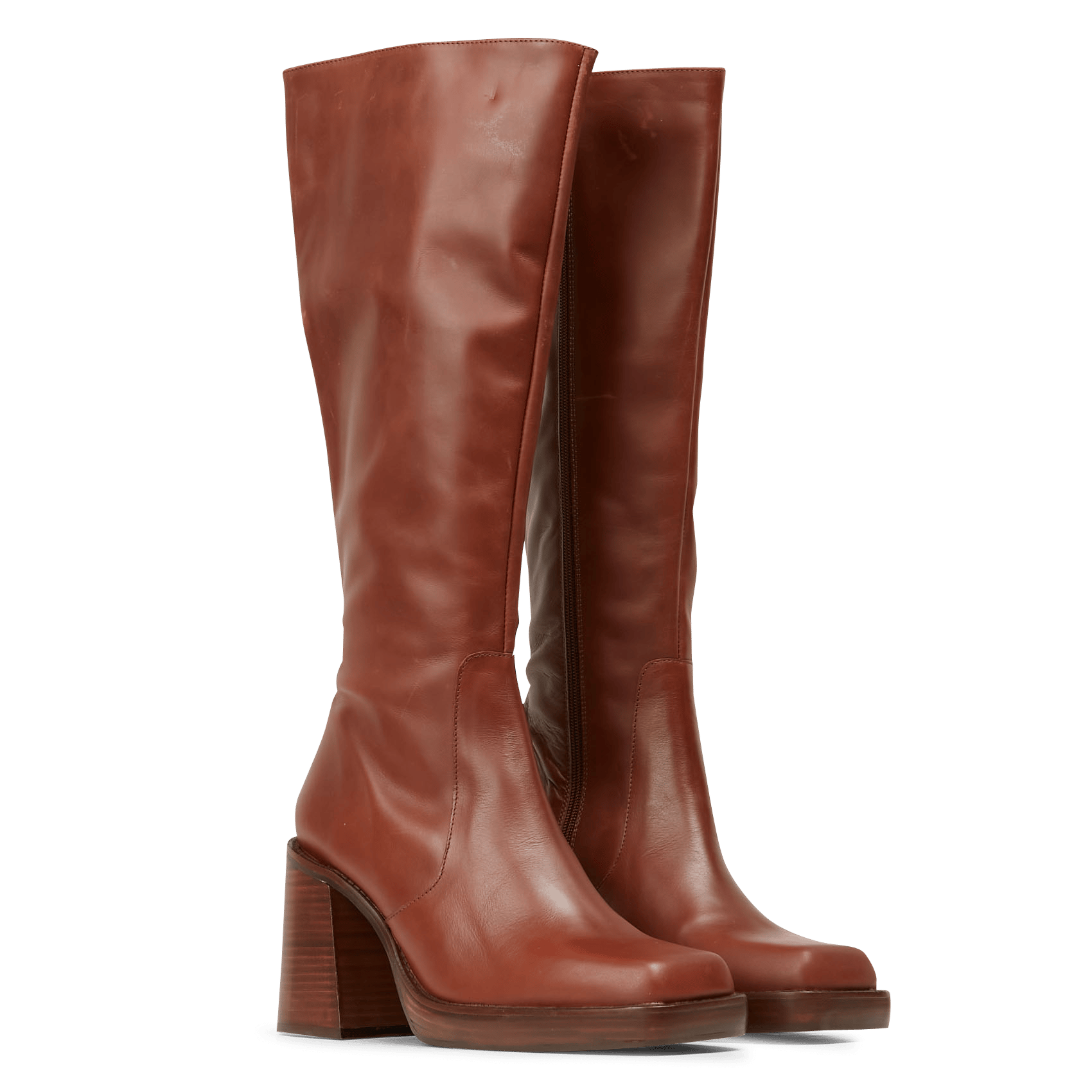 Leren Laarzen Met Hak Cognac Jonak - Dames | Place des Tendances
