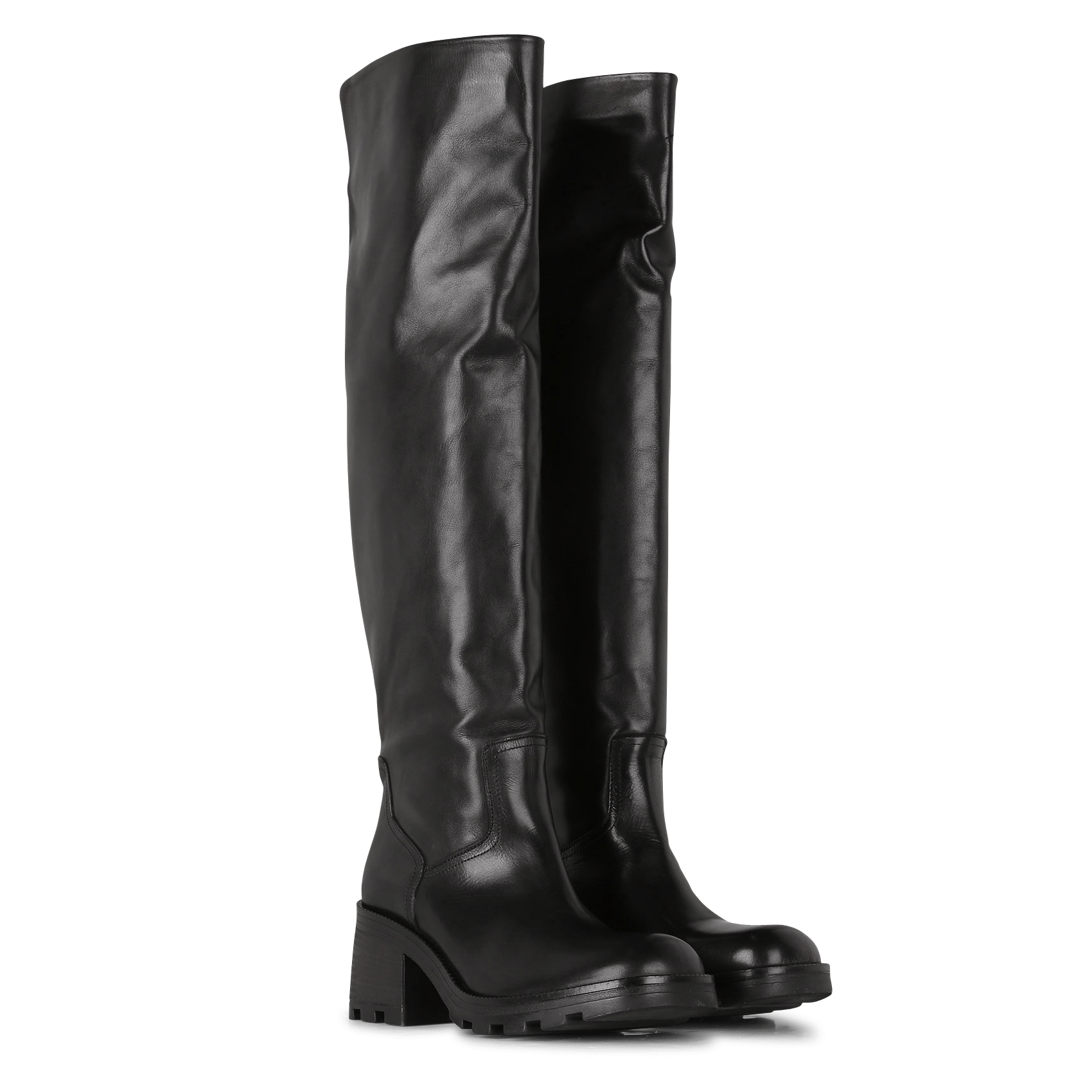 Leren Overknee-laarzen Met Hak Noir Jonak - Dames | Place des Tendances