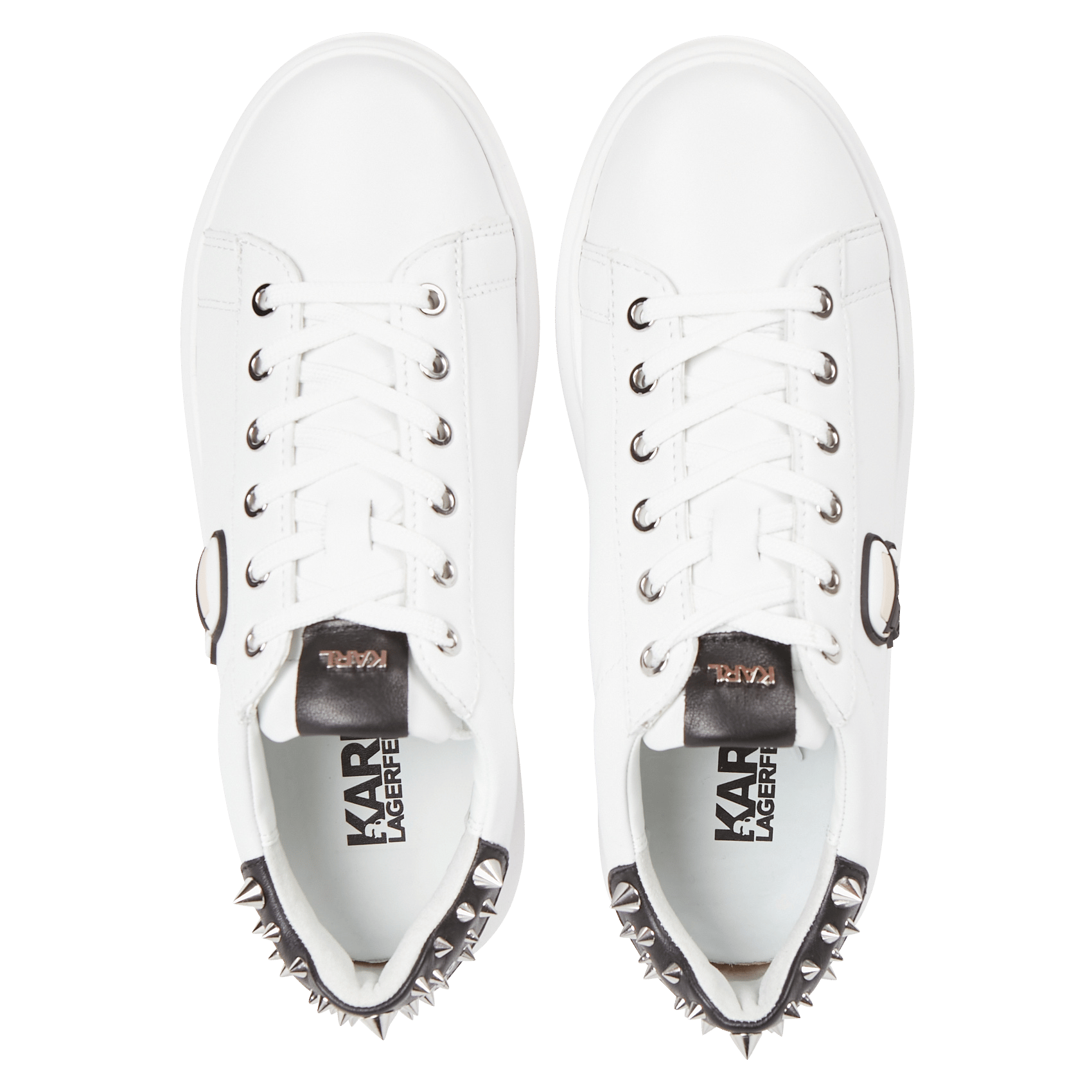 Leren Sneakers Met Figuurtje En Studs White Lthr W/black Karl Lagerfeld -  Dames | Place des Tendances