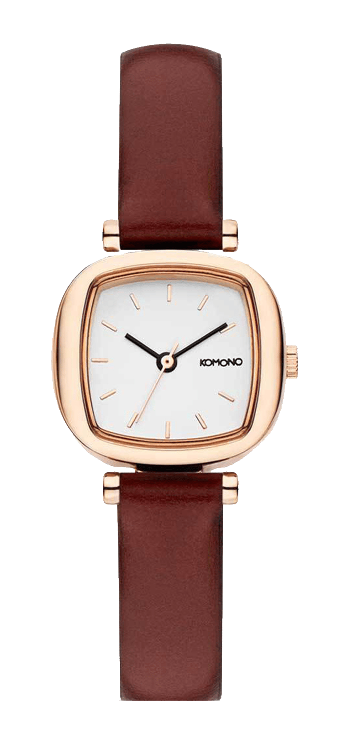 Horloge Met Leren Bandje Burgundy Rosegold Komono - Dames | Place des  Tendances