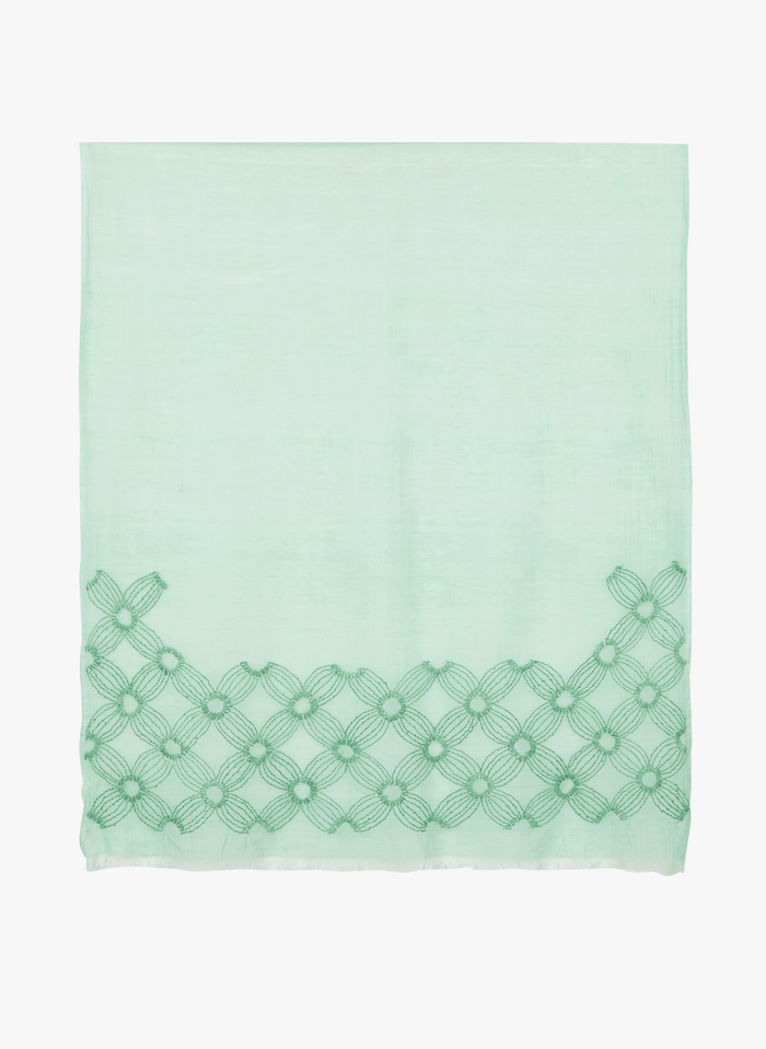 LA FEE MARABOUTEE Katoenen foulard met borduursel | Groen